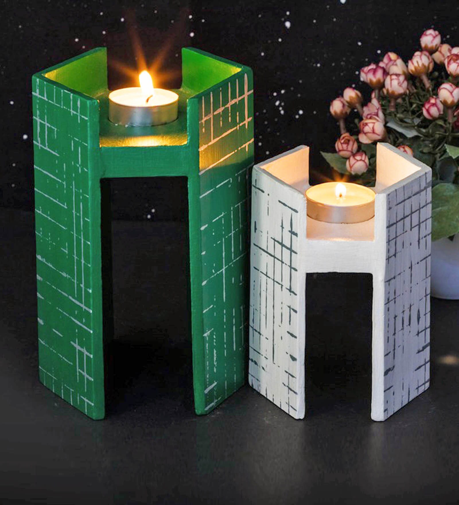 Buy Green Plywood Tea Light Holder Set of 2 by Opaque at 100 OFF by