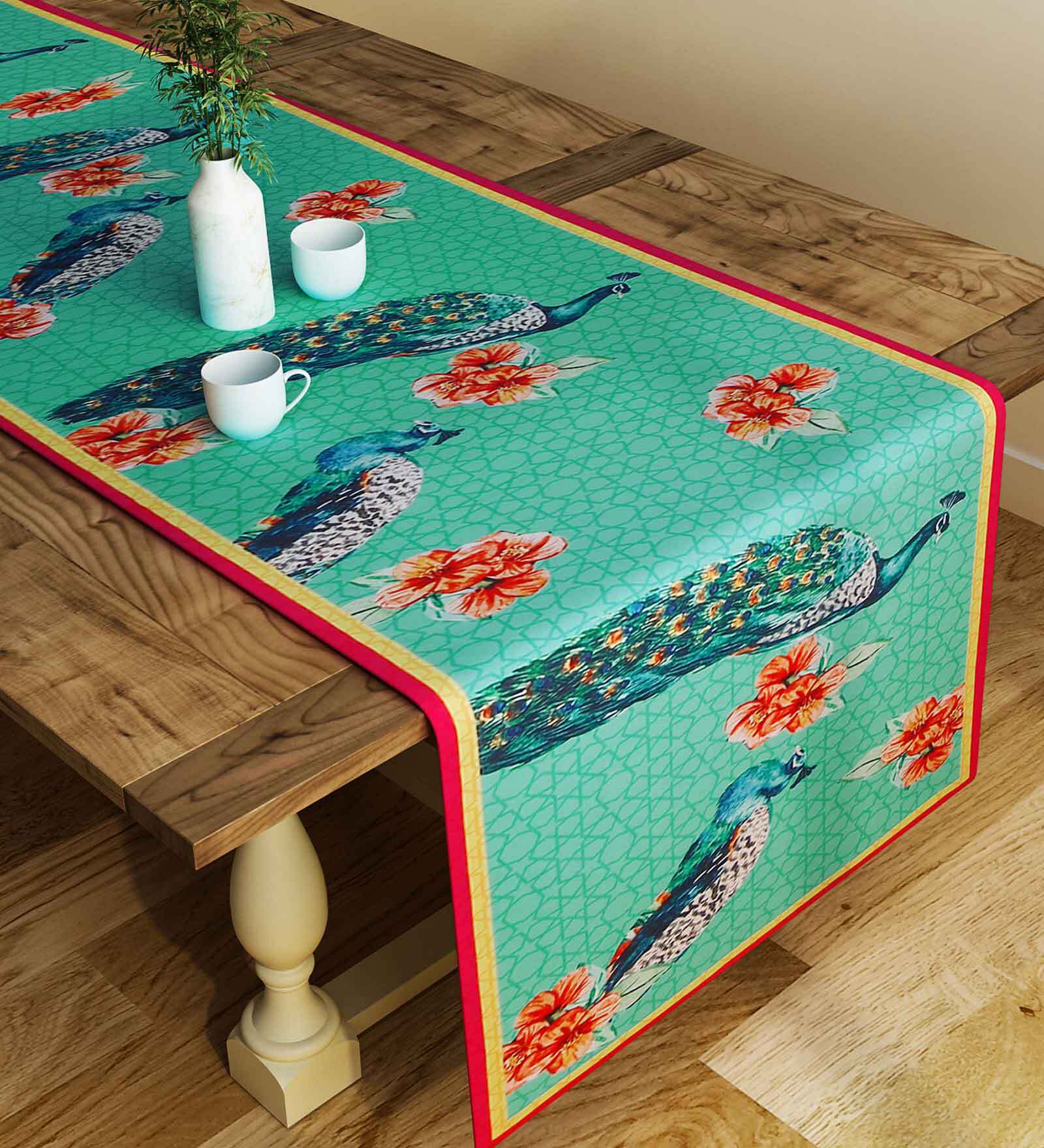Buy Abstract (78x12) Green & Orange Poly Cotton Table Runner at 73% OFF ...