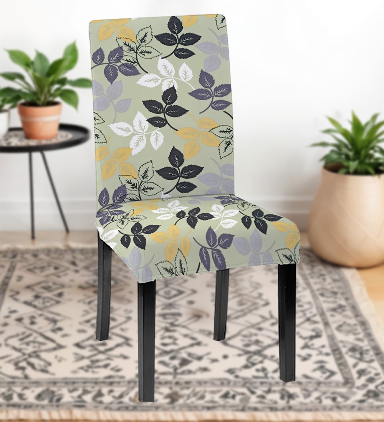 Green Polycotton Floral Print 14x18 Inches Chair Covers  (2 pieces)