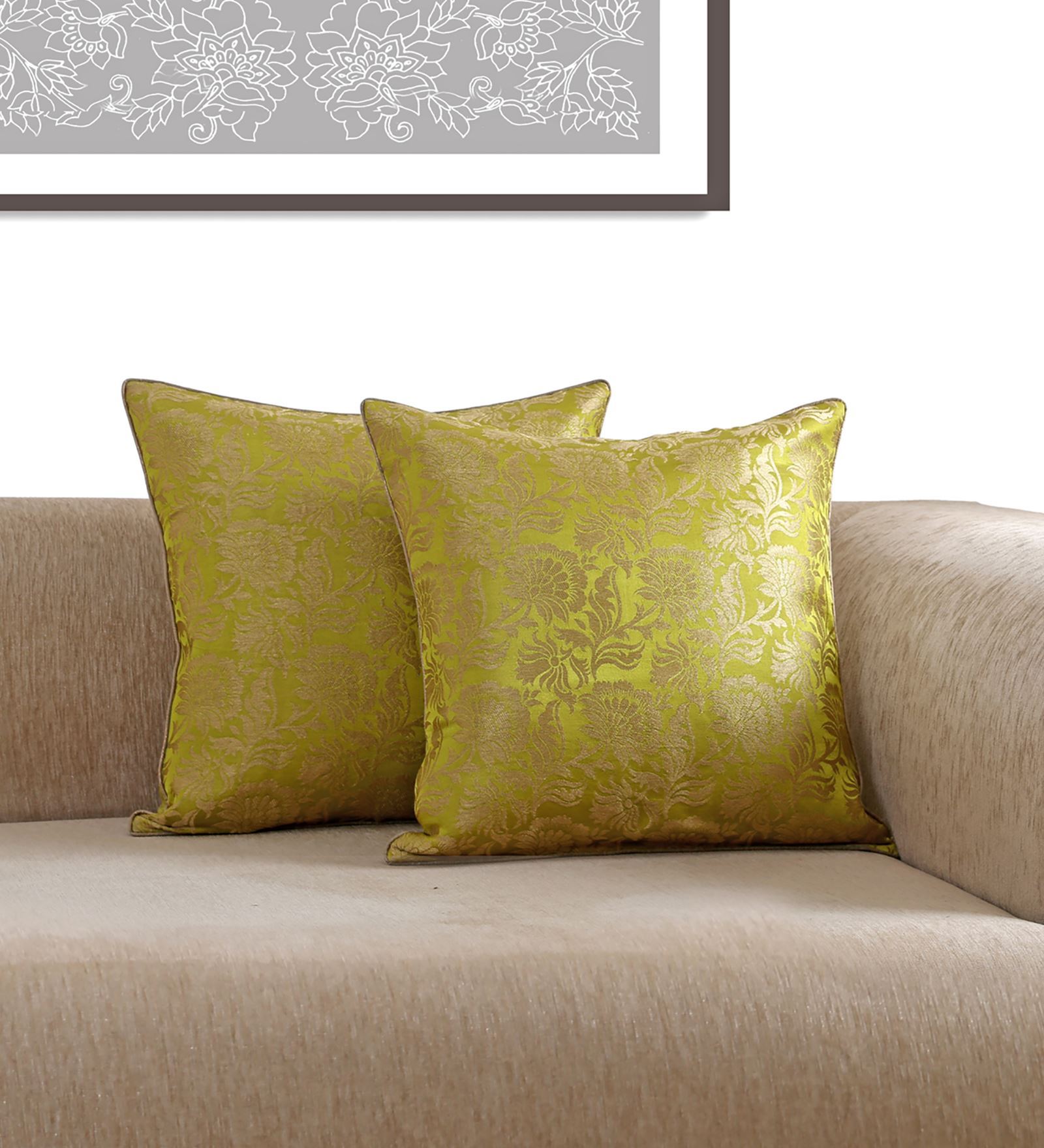 Polyester Traditional Pattern 16x16 Inch Cushion Covers (Set Of 2)