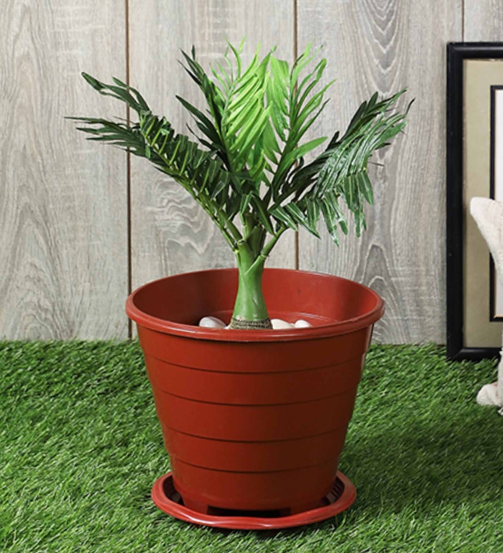 Green Polyester Artificial Bottle Palm Plant Without Pot