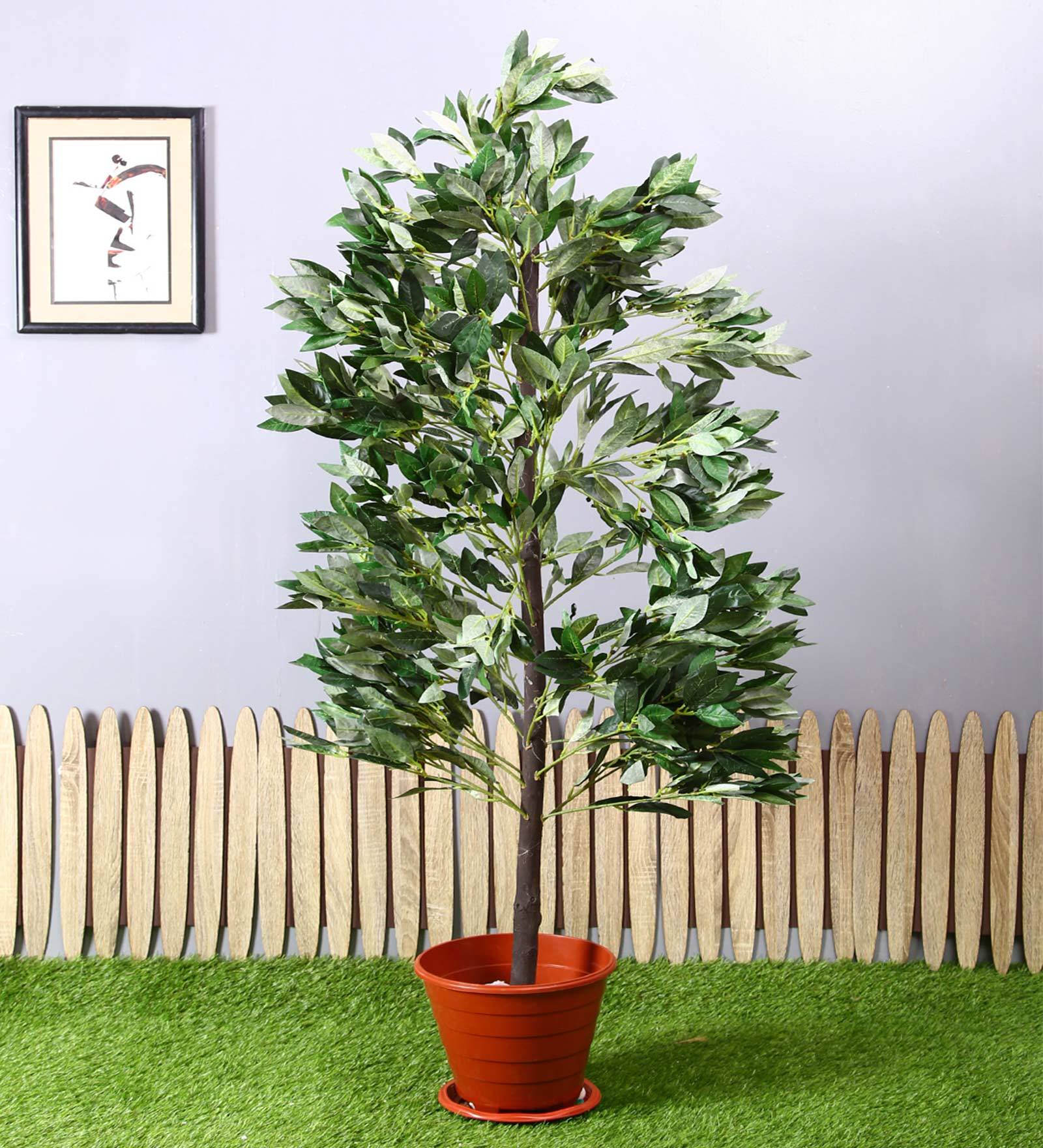 Green Polyester Artificial Flower Without Pot