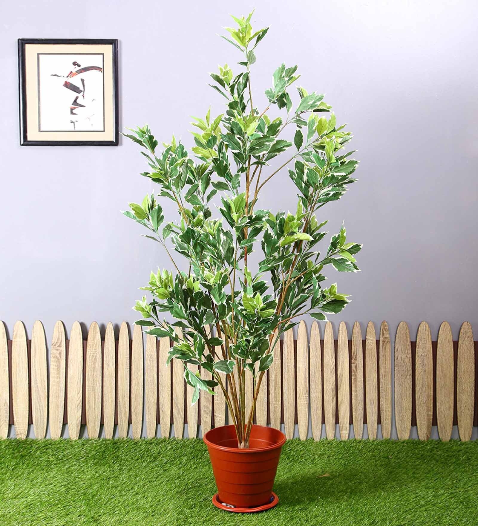 Green Polyester Artificial Hide Plant Without Pot