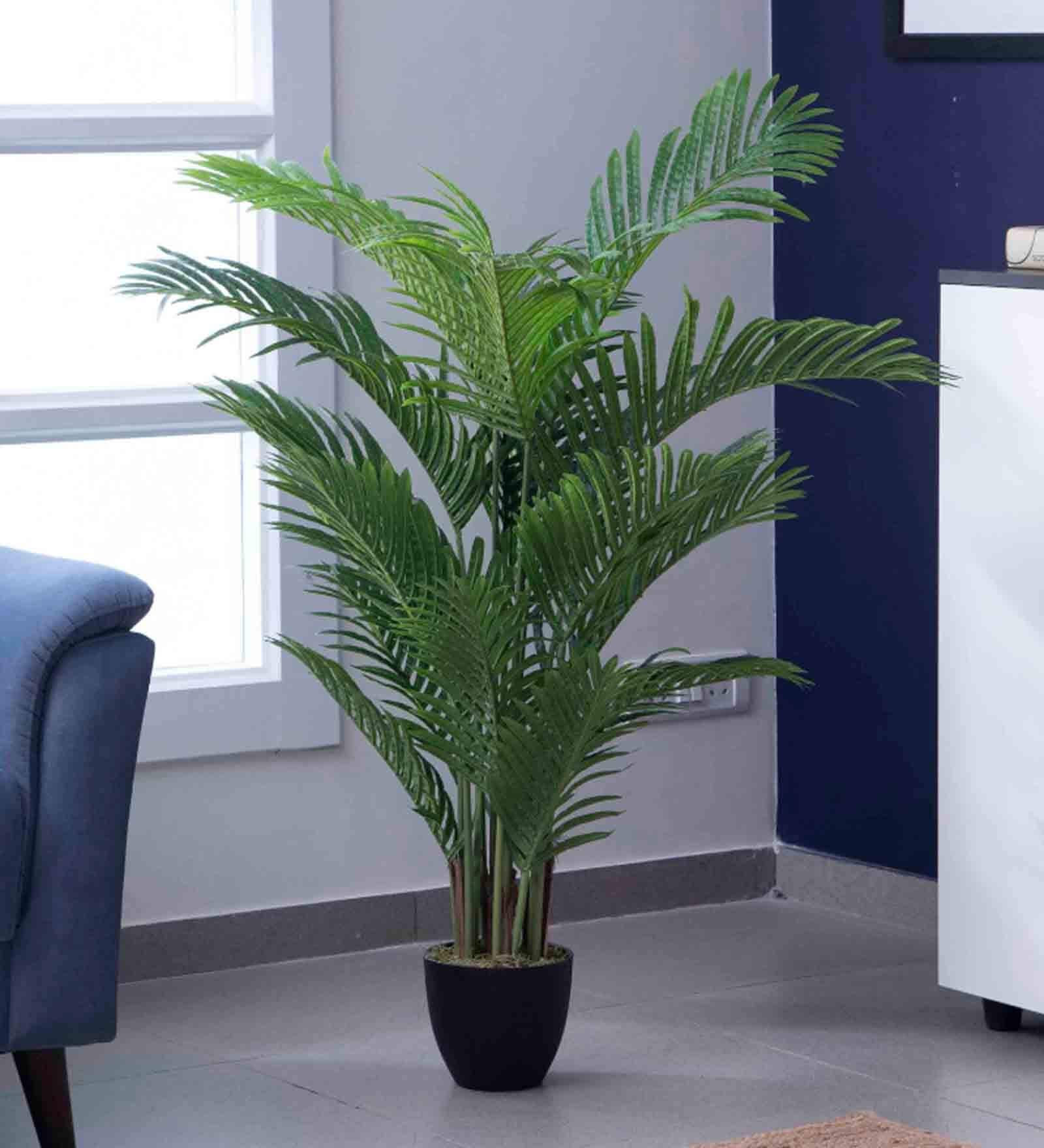 Green Polyester Artificial Palm Plant with Pot