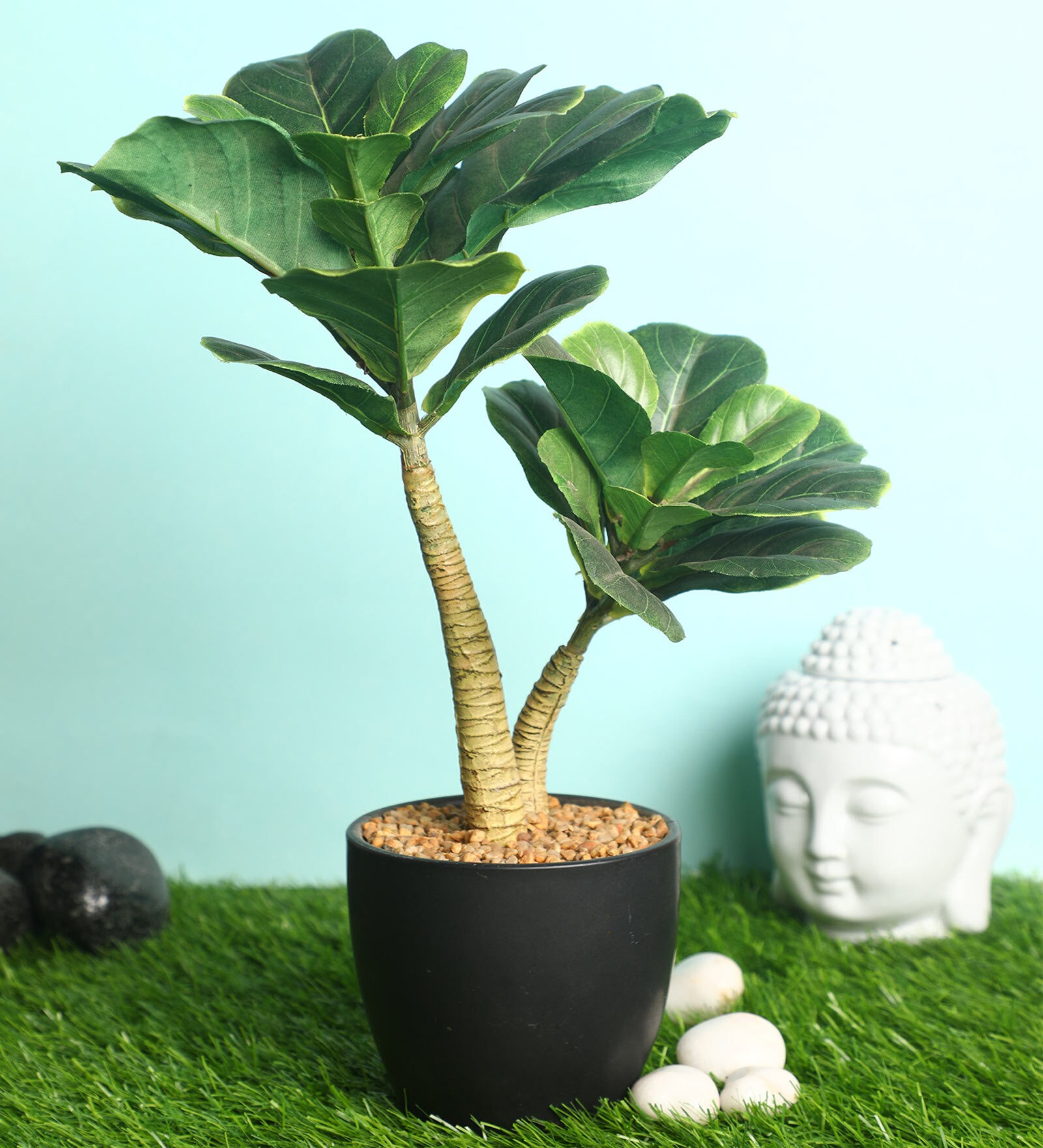 Green Polyester Artificial Plant With pot