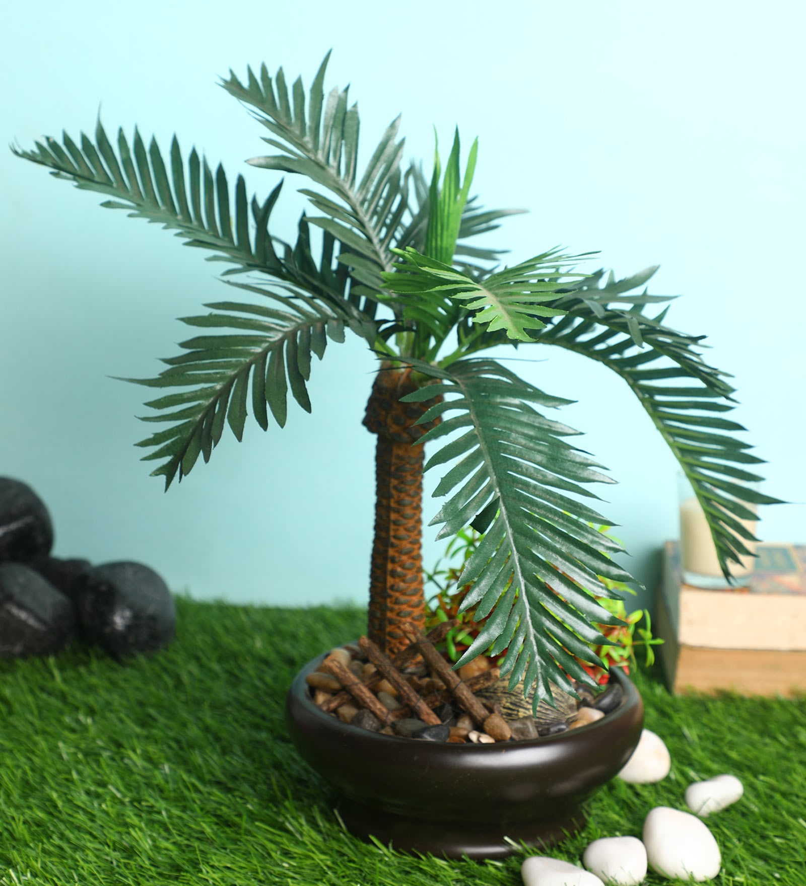 Green Polyester Artificial Plant With pot