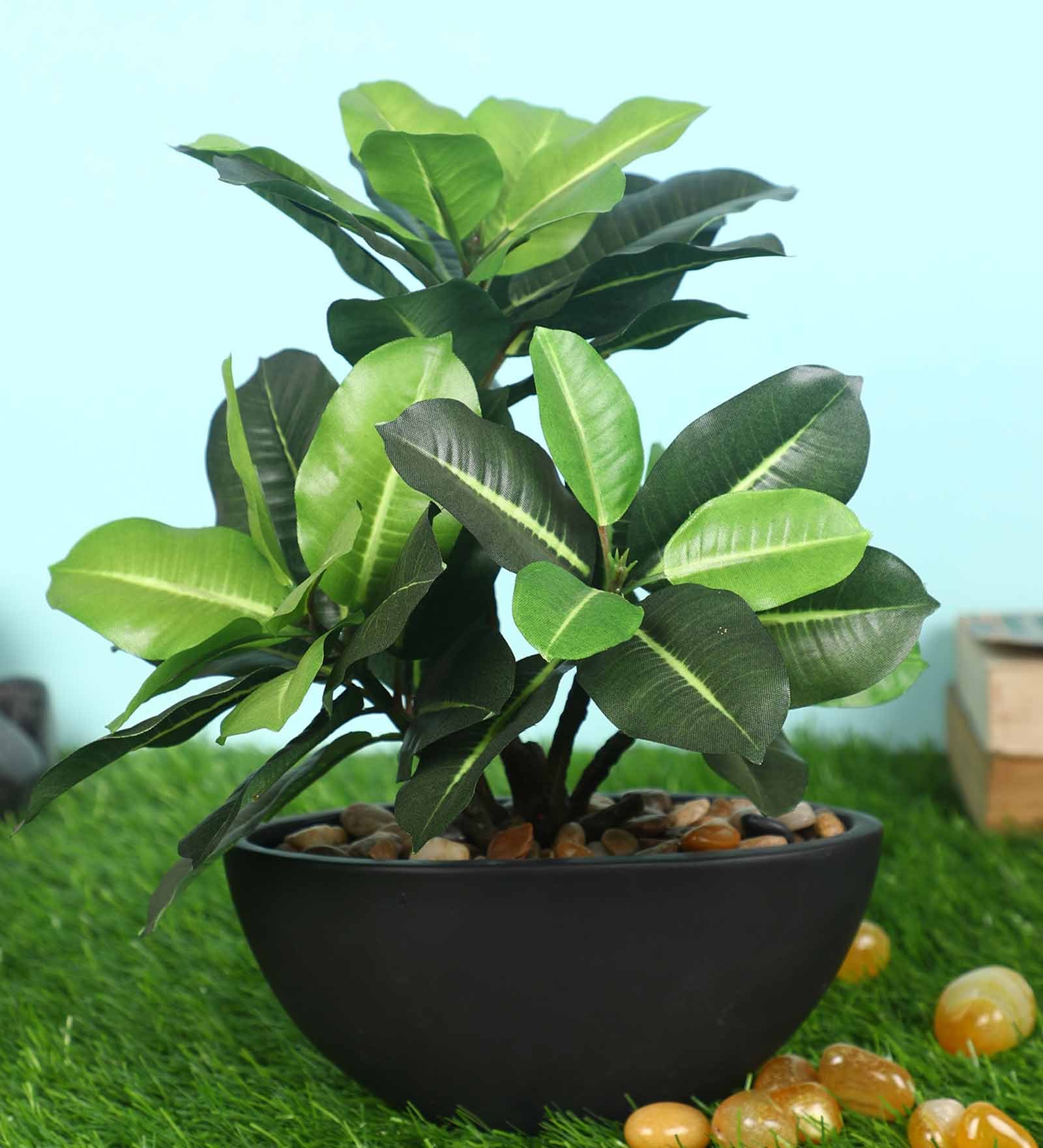 Green Polyester Artificial Plant With pot