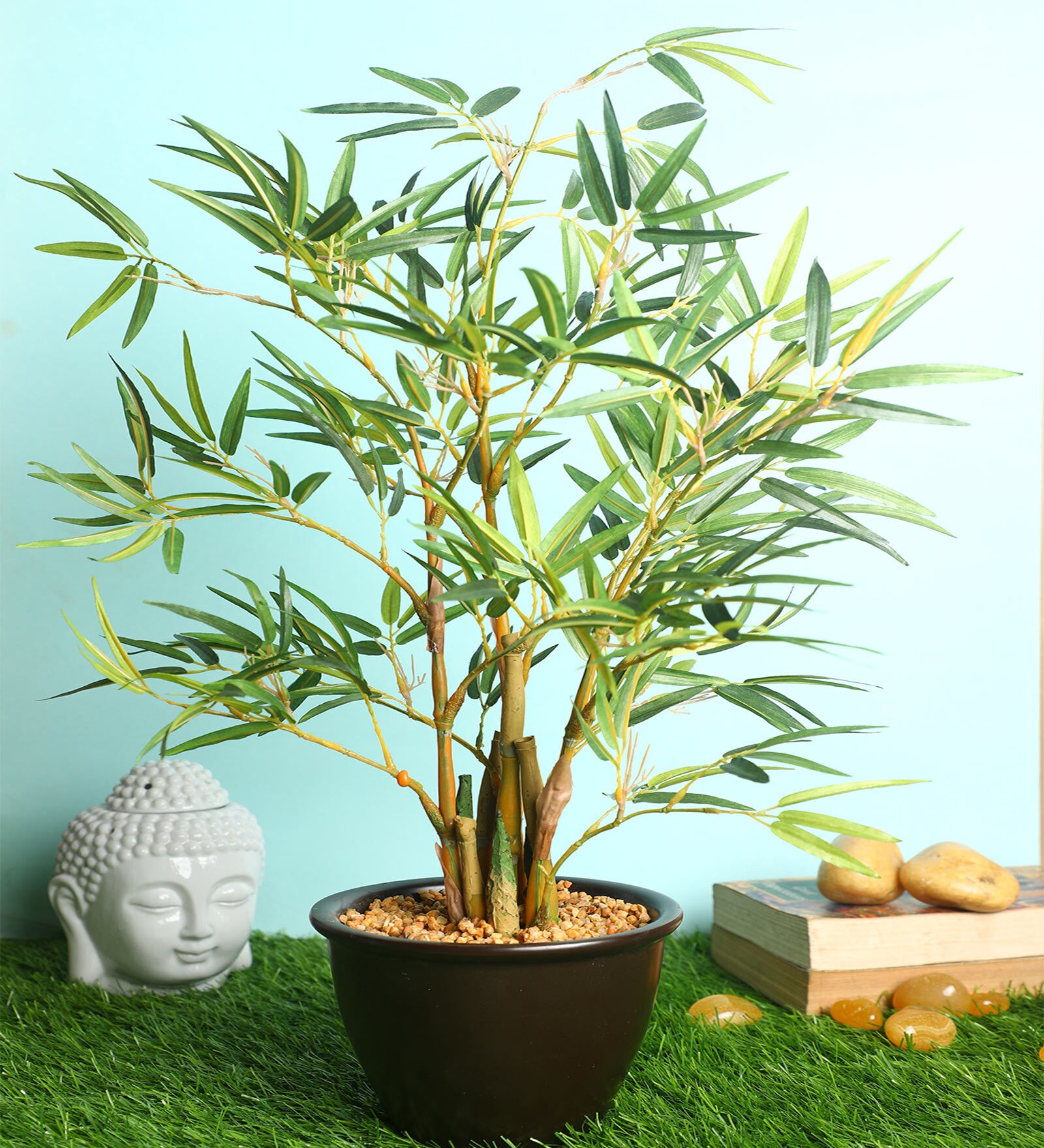 Green Polyester Artificial Plant With pot