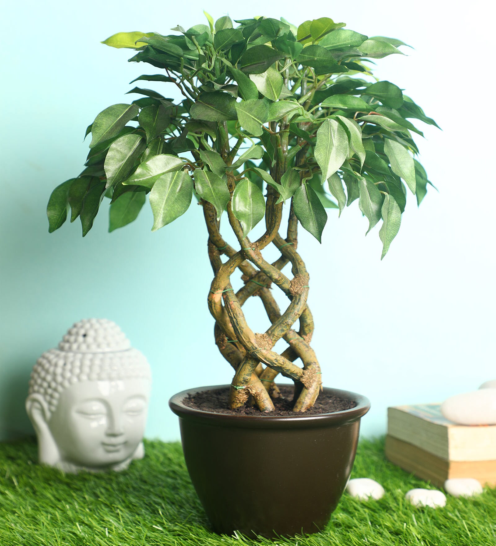 Green Polyester Artificial Plant With pot