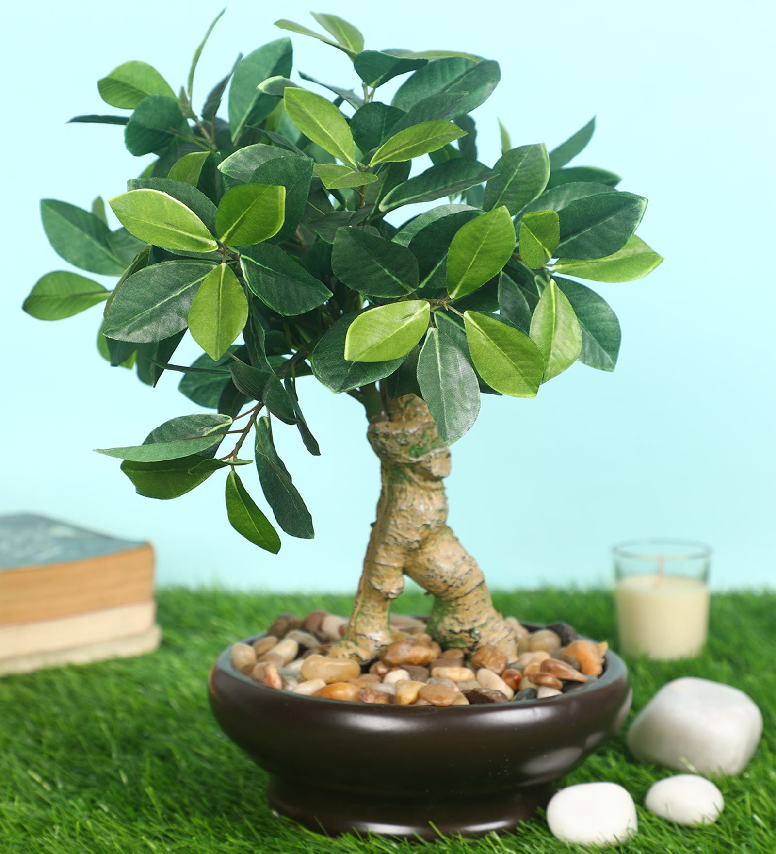 Green Polyester Artificial Plant With pot