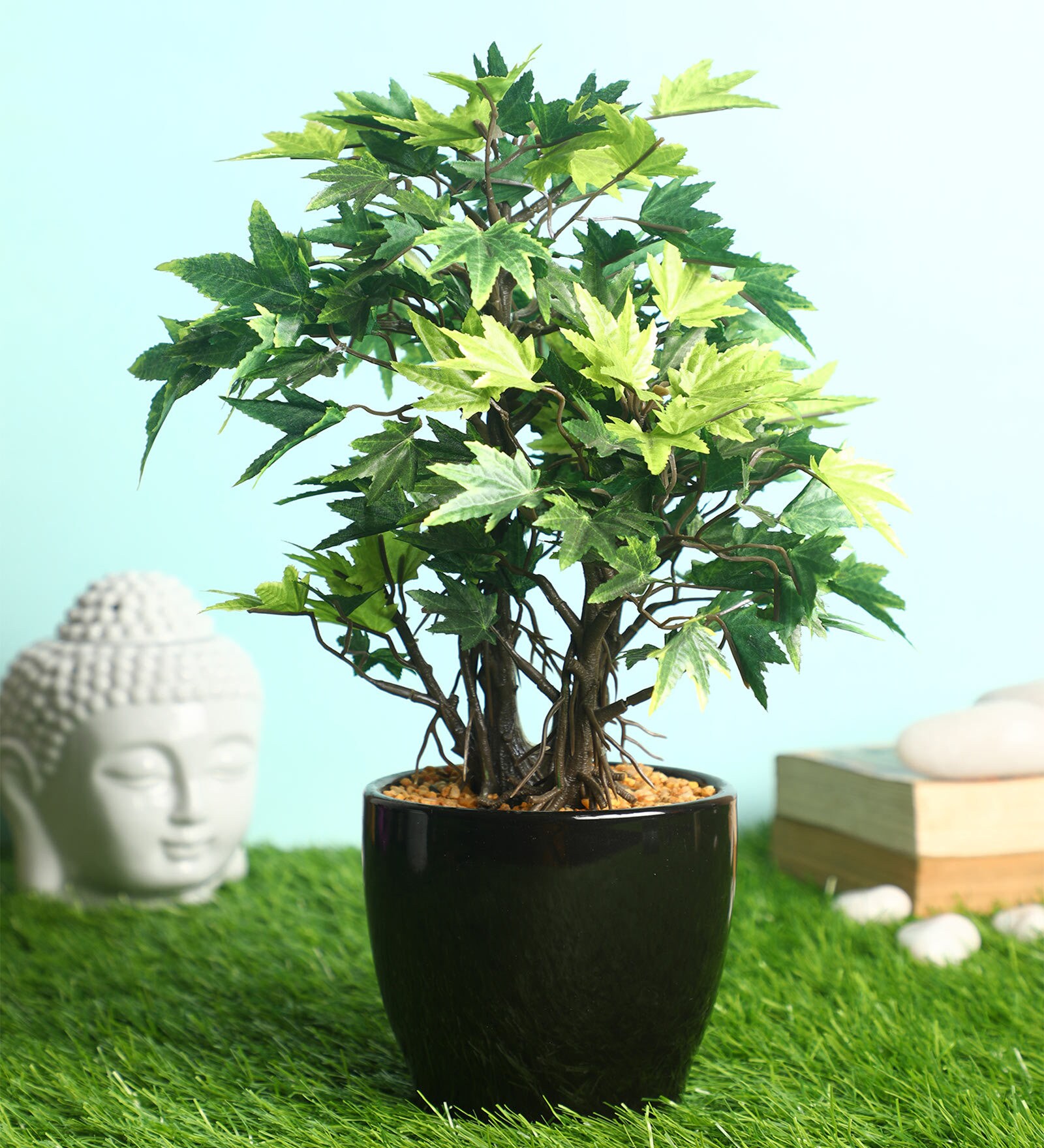 Green Polyester Artificial Plant With pot
