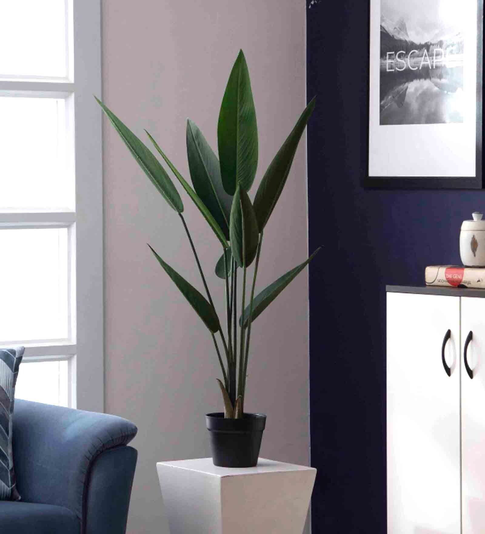 Green Polyester Artificial Travellers Palm Plant with Pot