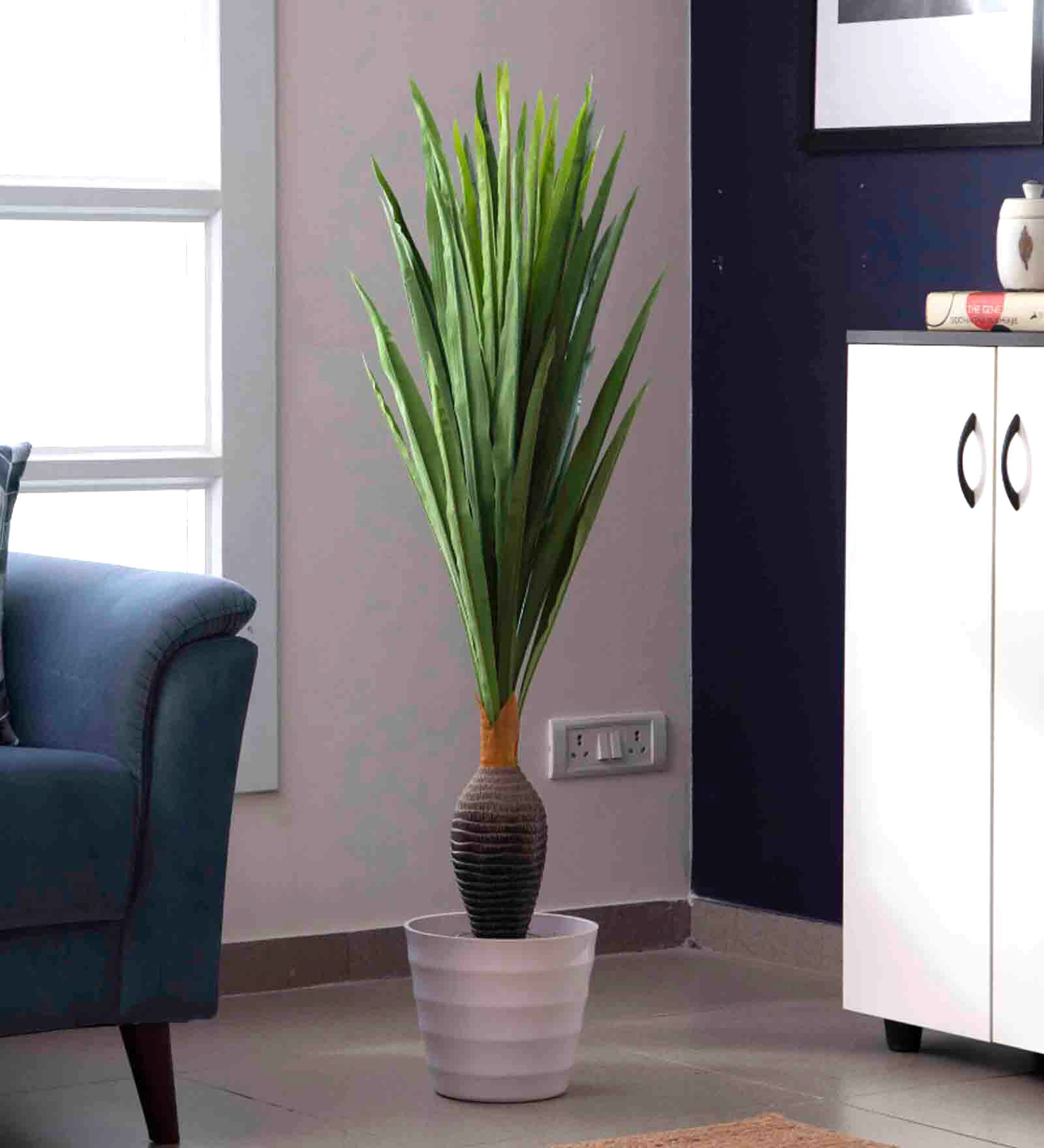 Polyester Green Tropical Dracaena Without Pot Artificial Plants