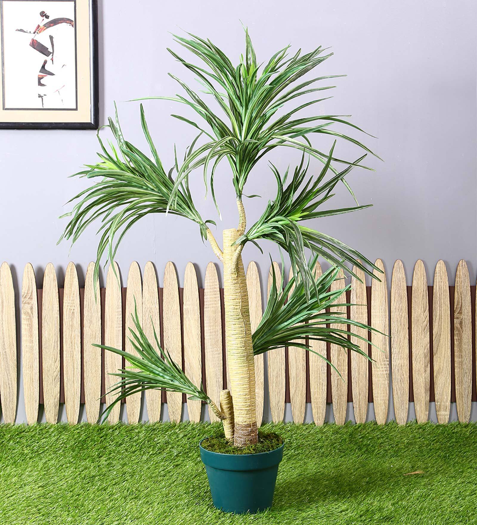 Green Polyester Artificial Yucca Plant With Pot