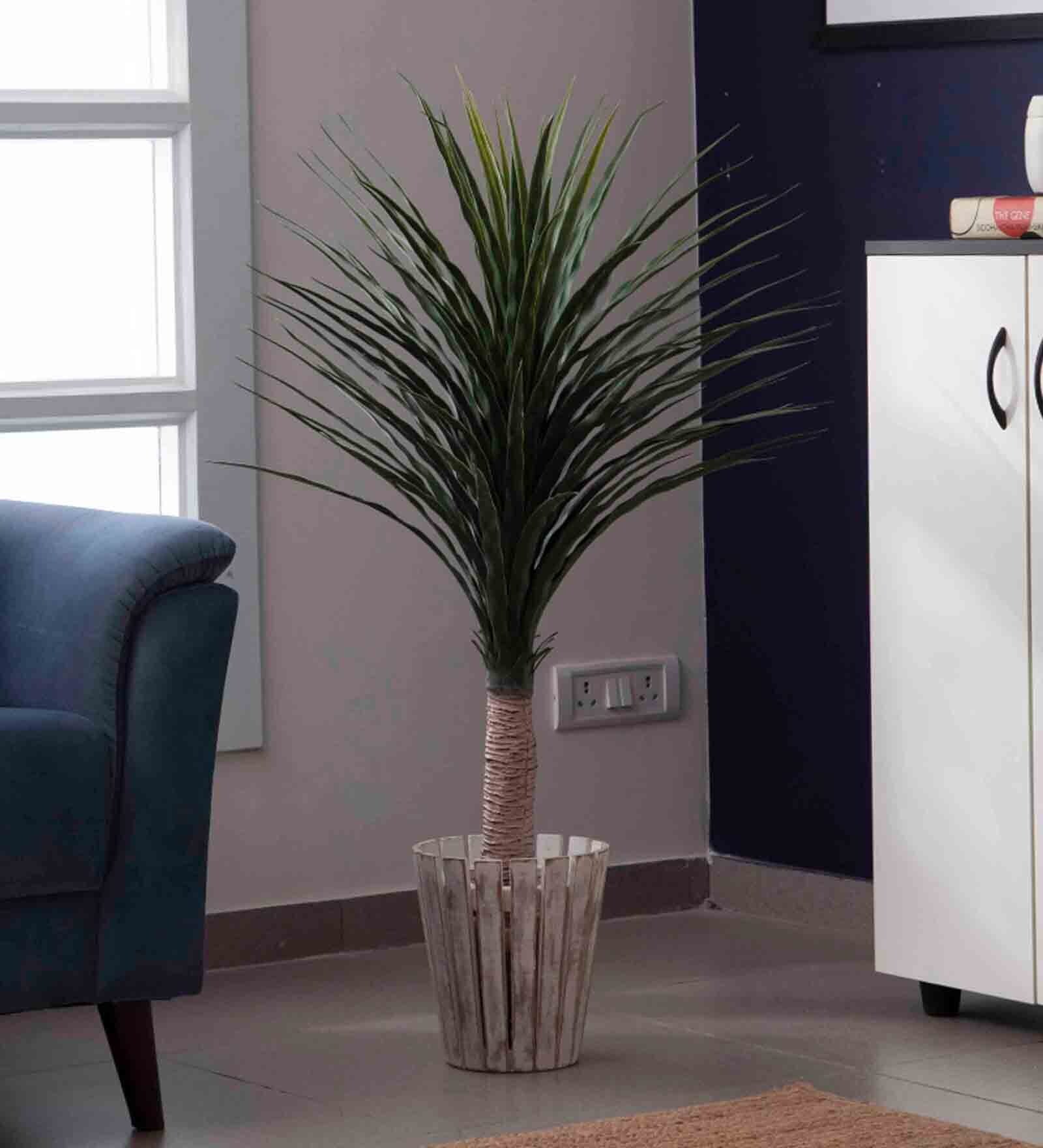 Polyester Green Yucca With Pot Artificial Plants