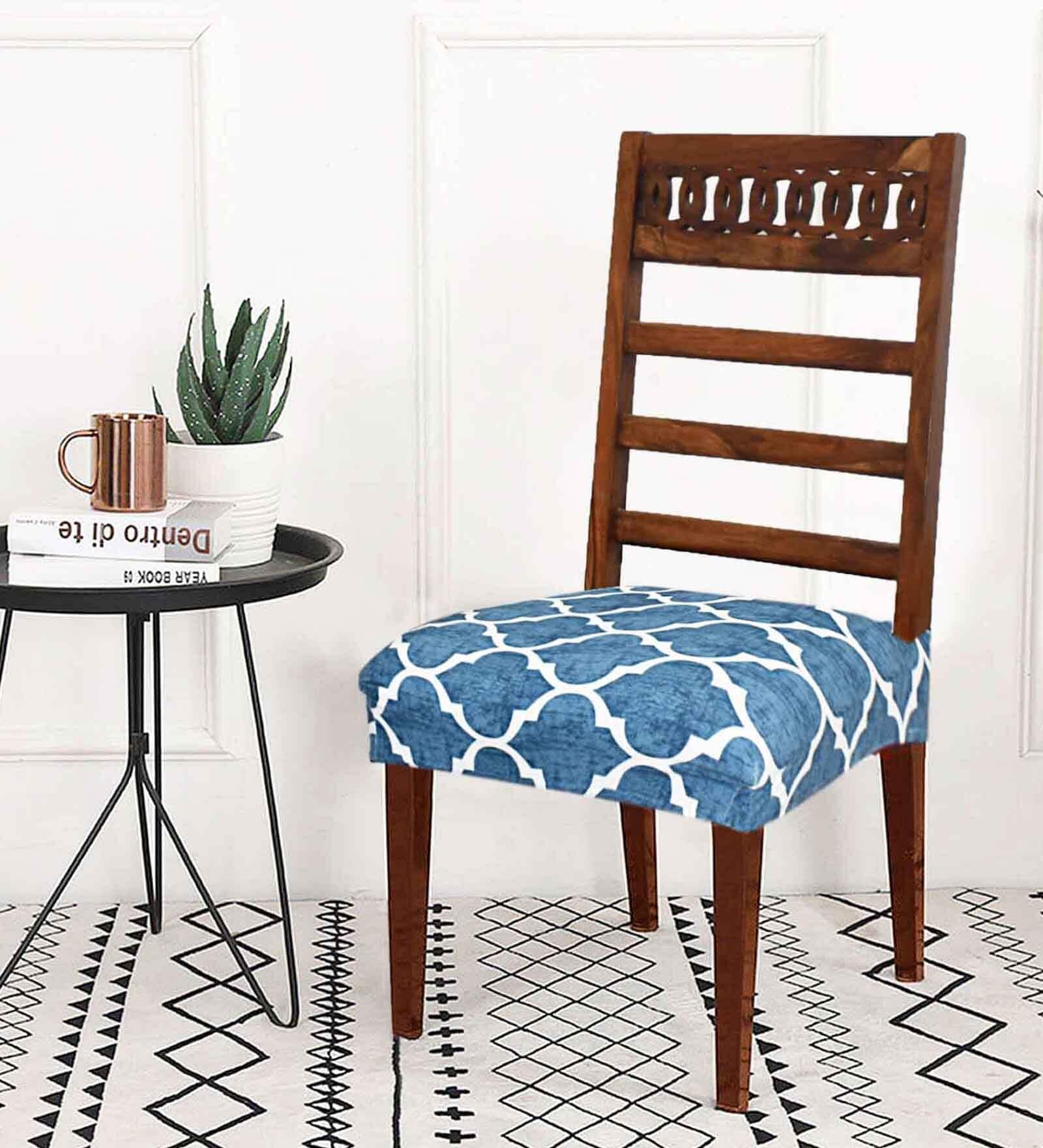 Green Printed Polyester Blend 16x20 Inches Chair Covers (Set of 4)