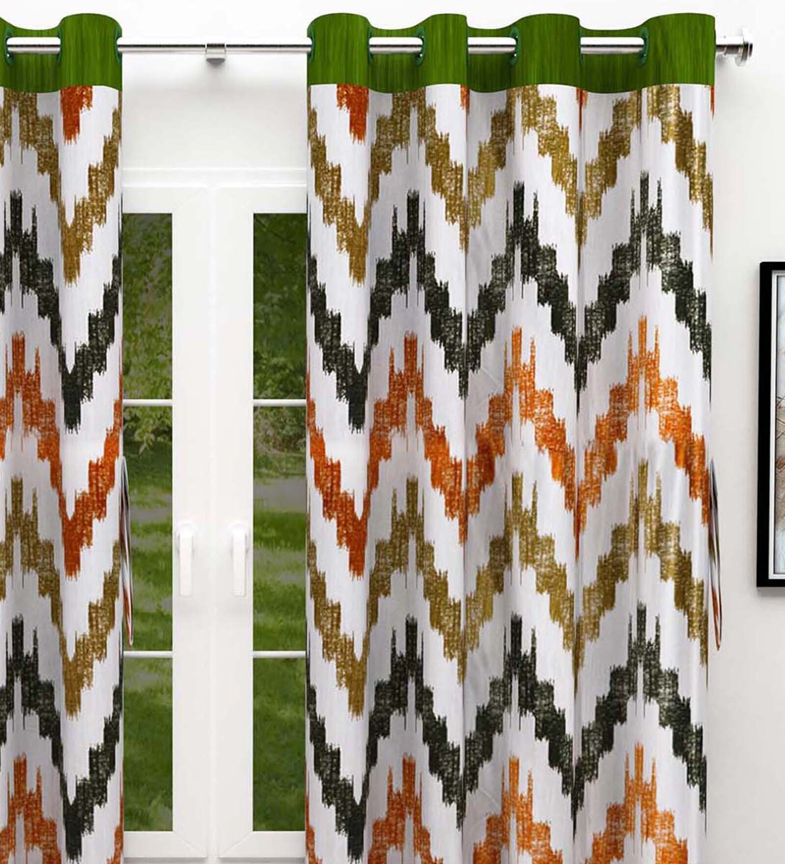 Buy Multicolor Geometric Polyester 5 Ft Semisheer Eyelet Window