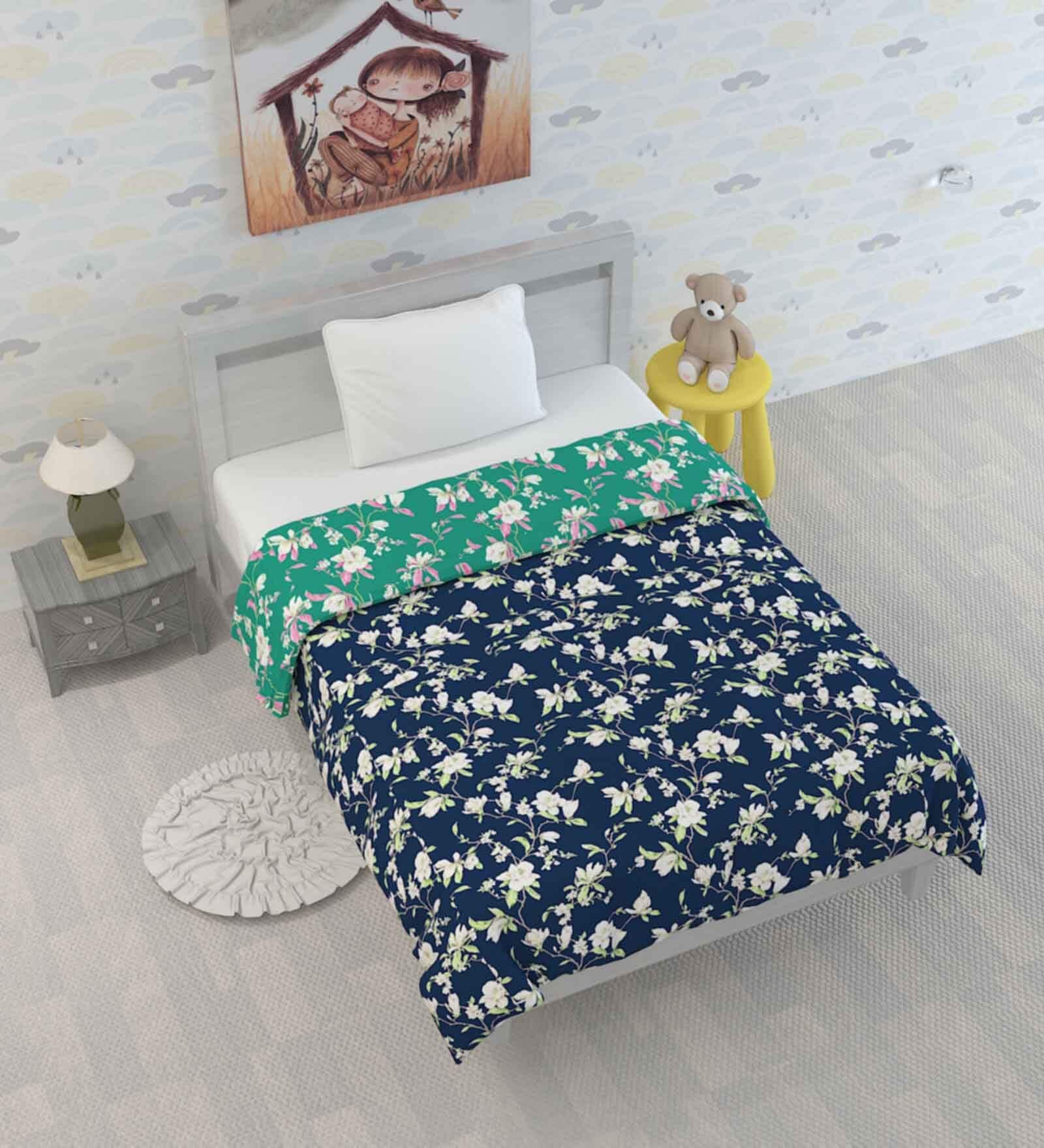 Green Polyester Patterned 120 GSM Single Bed Kids Dohar Green Polyester Patterned 120 GSM Single Bed Kids Dohar