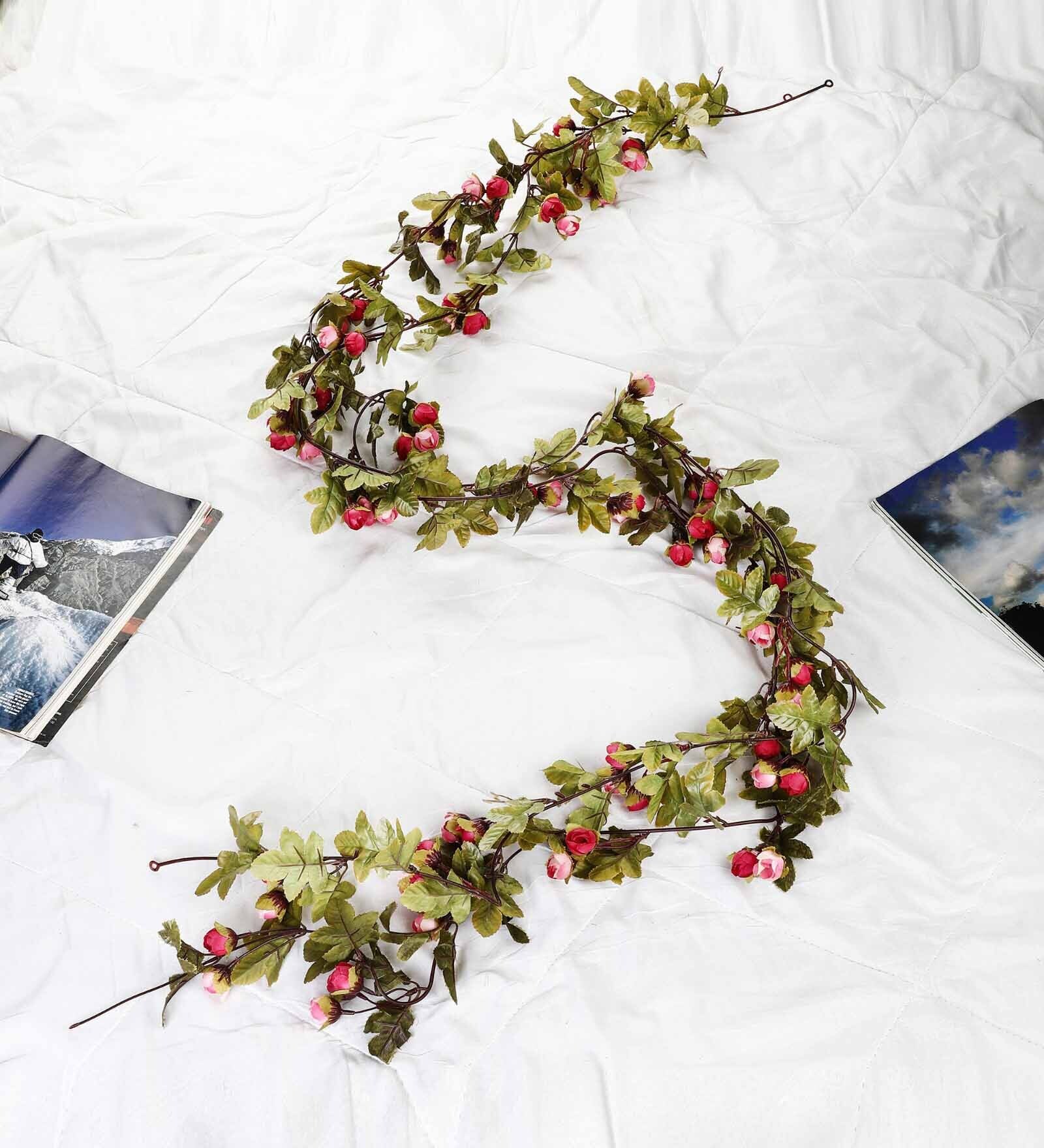 Green Polyester Dry Rose Decorative Vines Artificial Flowers