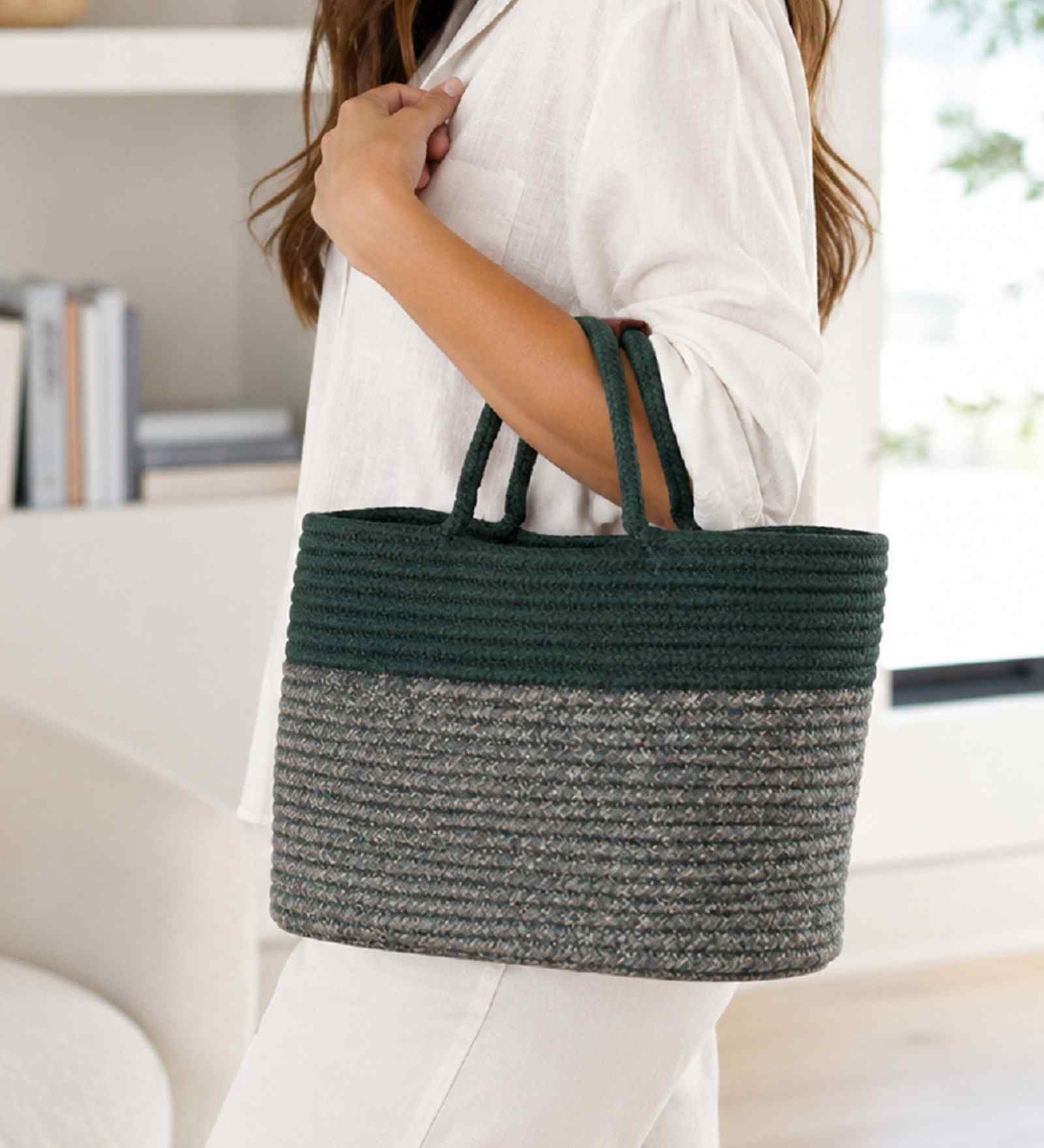 Green Polypropelyene Braided Corsica Tote Basket/Bag