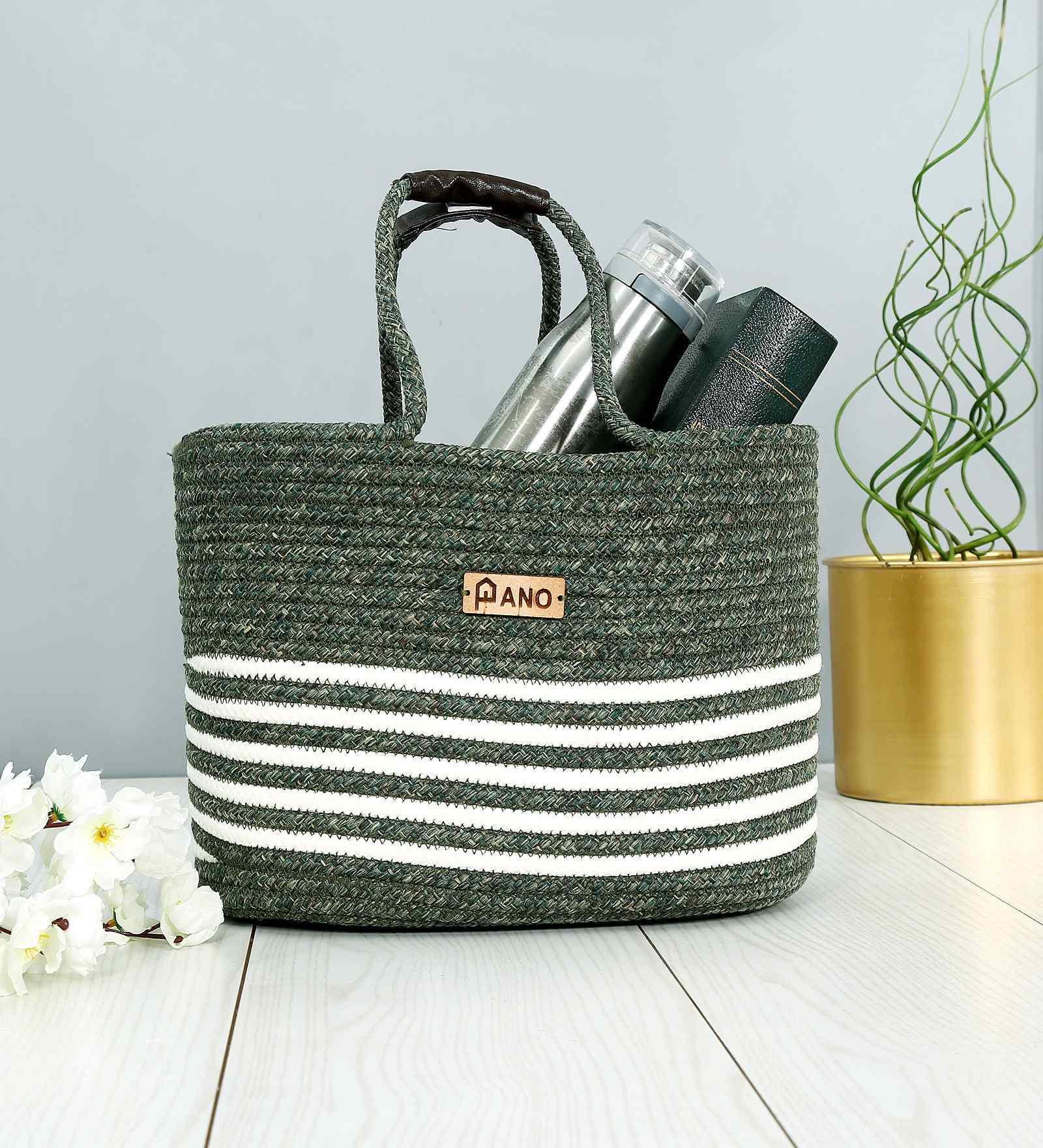 Green Polypropelyene Braided Monaco Storage Basket