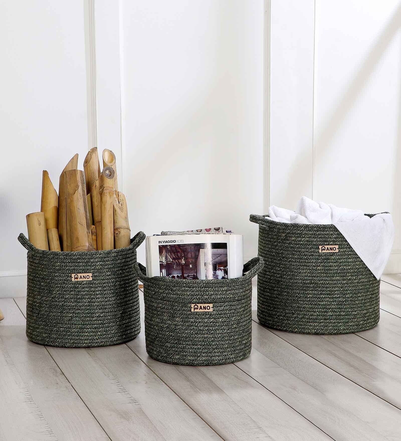 Green Polypropylene 52 Ltr (3Pcs) Storage Basket