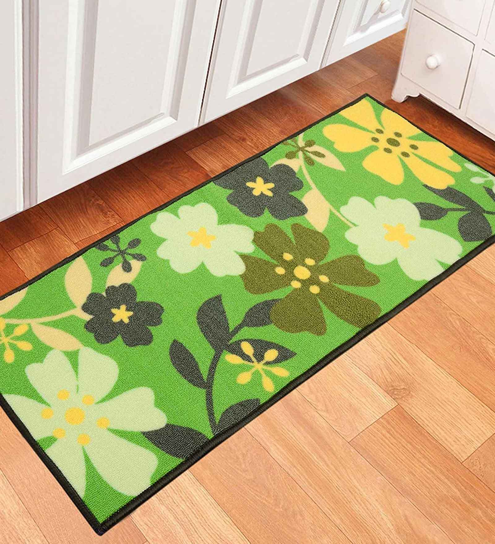 Buy Green Polypropylene 47 x 18 Inches Machine Made Floor Runner by