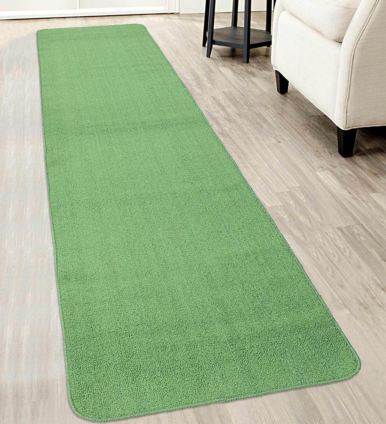 Green Polypropylene 118 x 24 Inches Machine Made Floor Runner