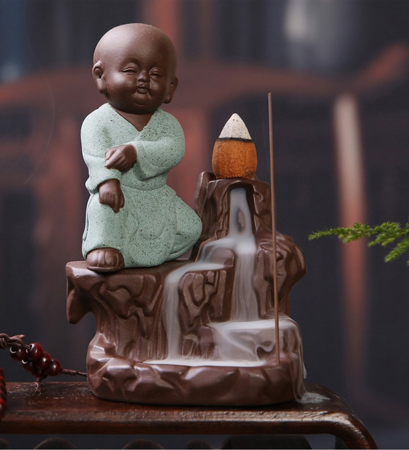 Buddha Smoke Fountain with 10 Backflow Cone Decorative Incense Holder