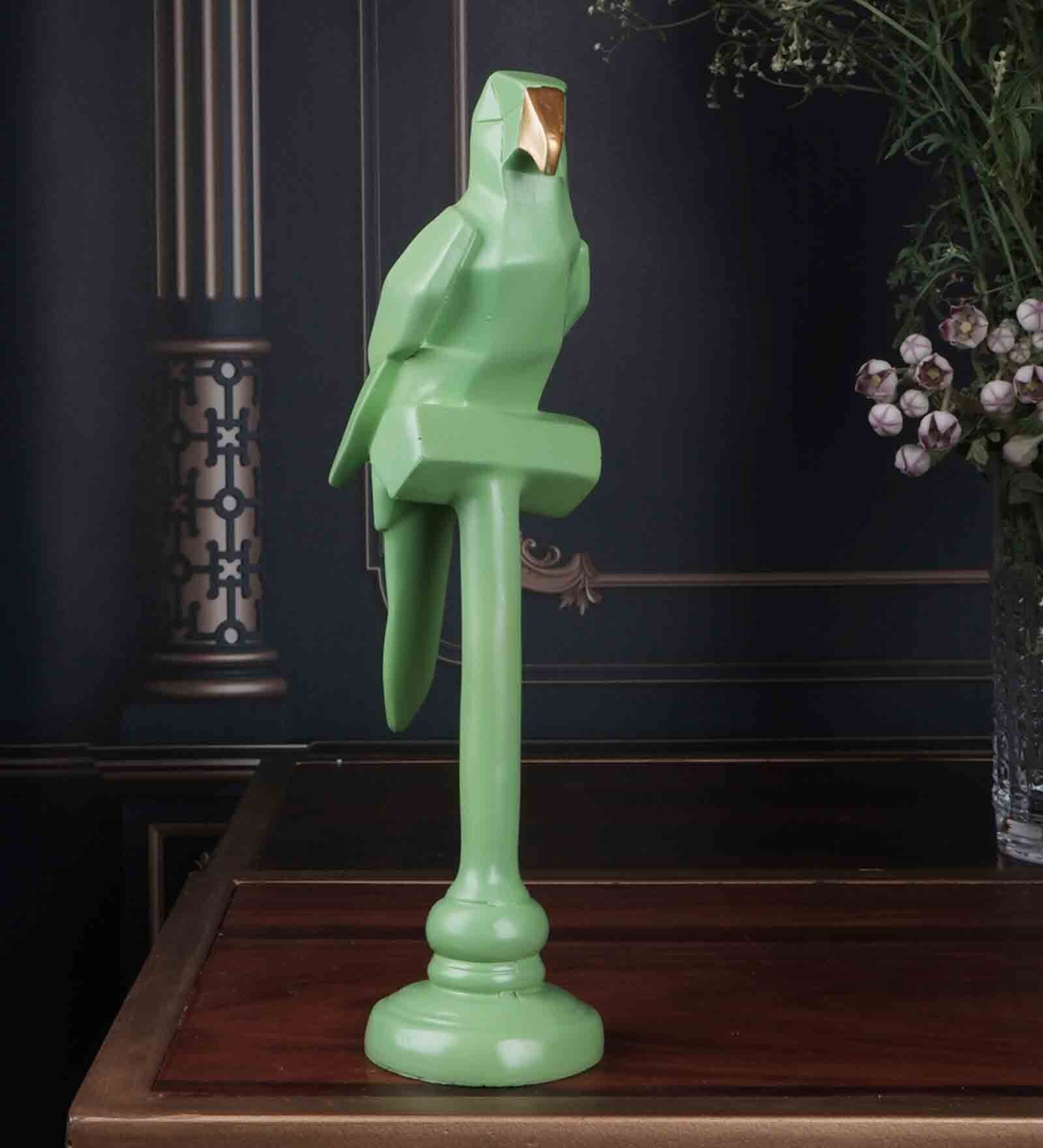 Green Polyresin Premium Parrot Figurine