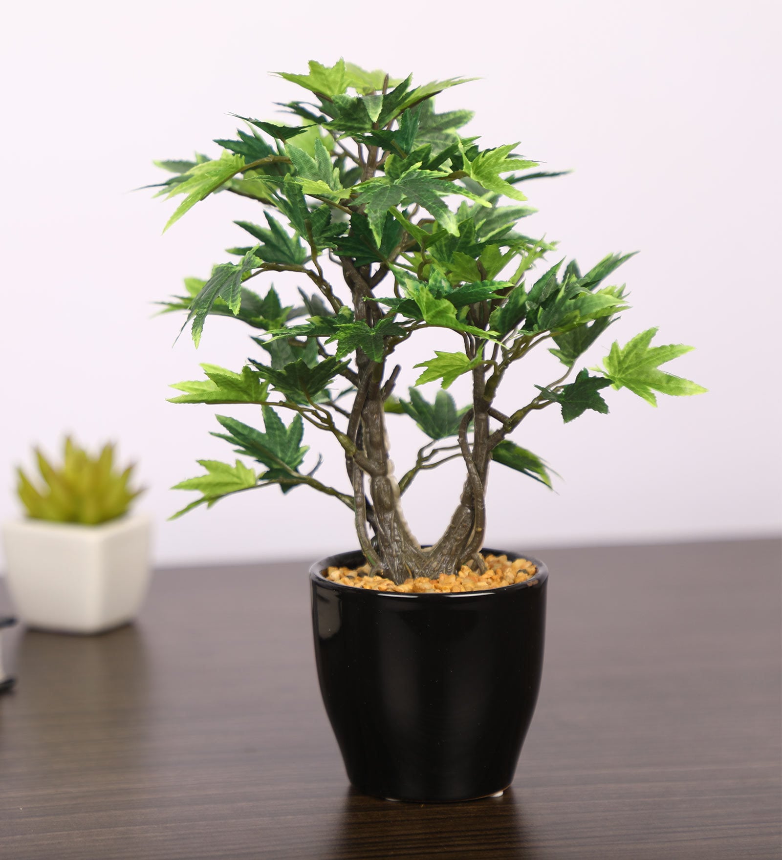 Green Artificial Maple Bonsai Plant with Ceramic Pot