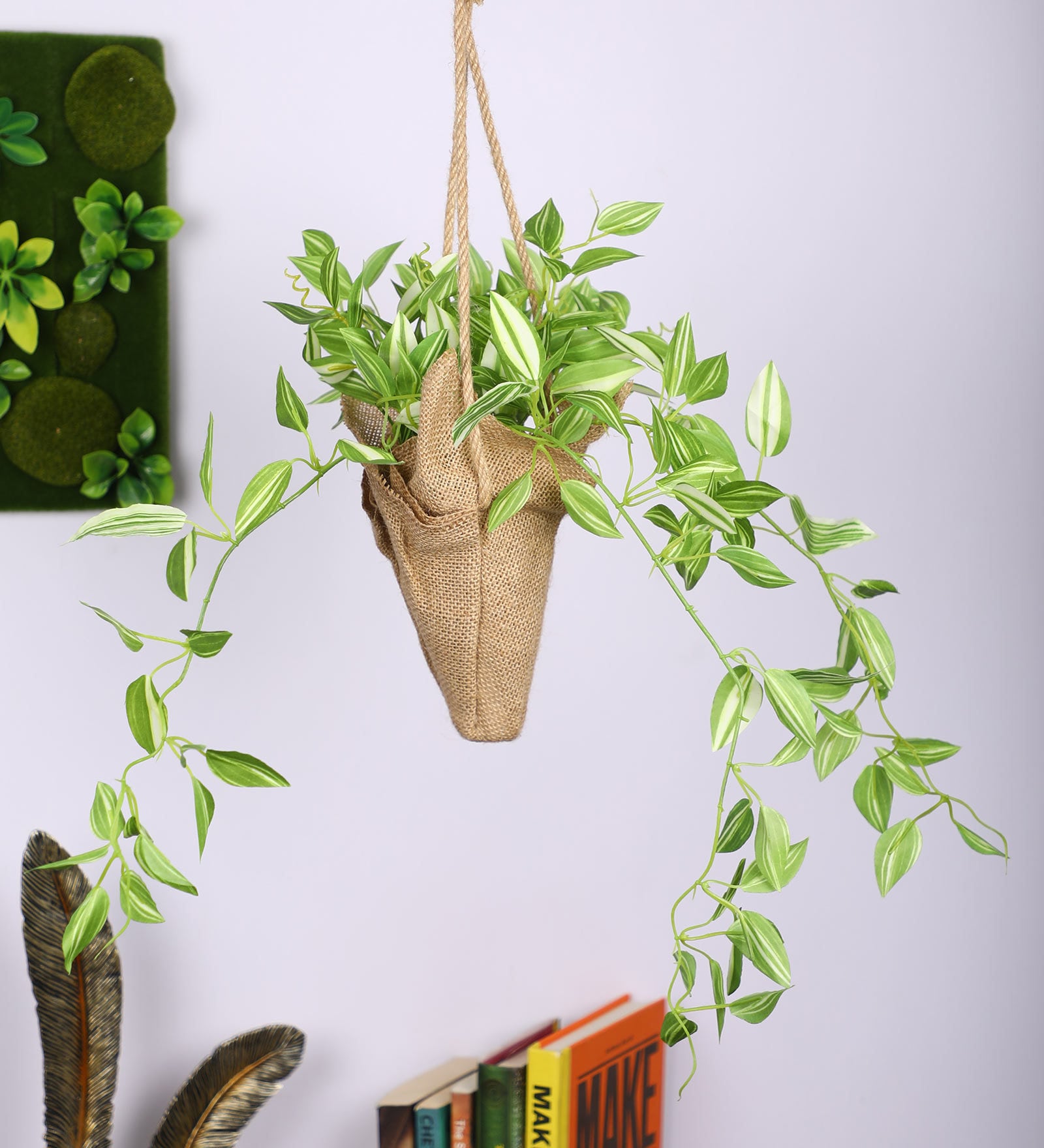 Green Artificial Creeper Bonsai with Jute Bag
