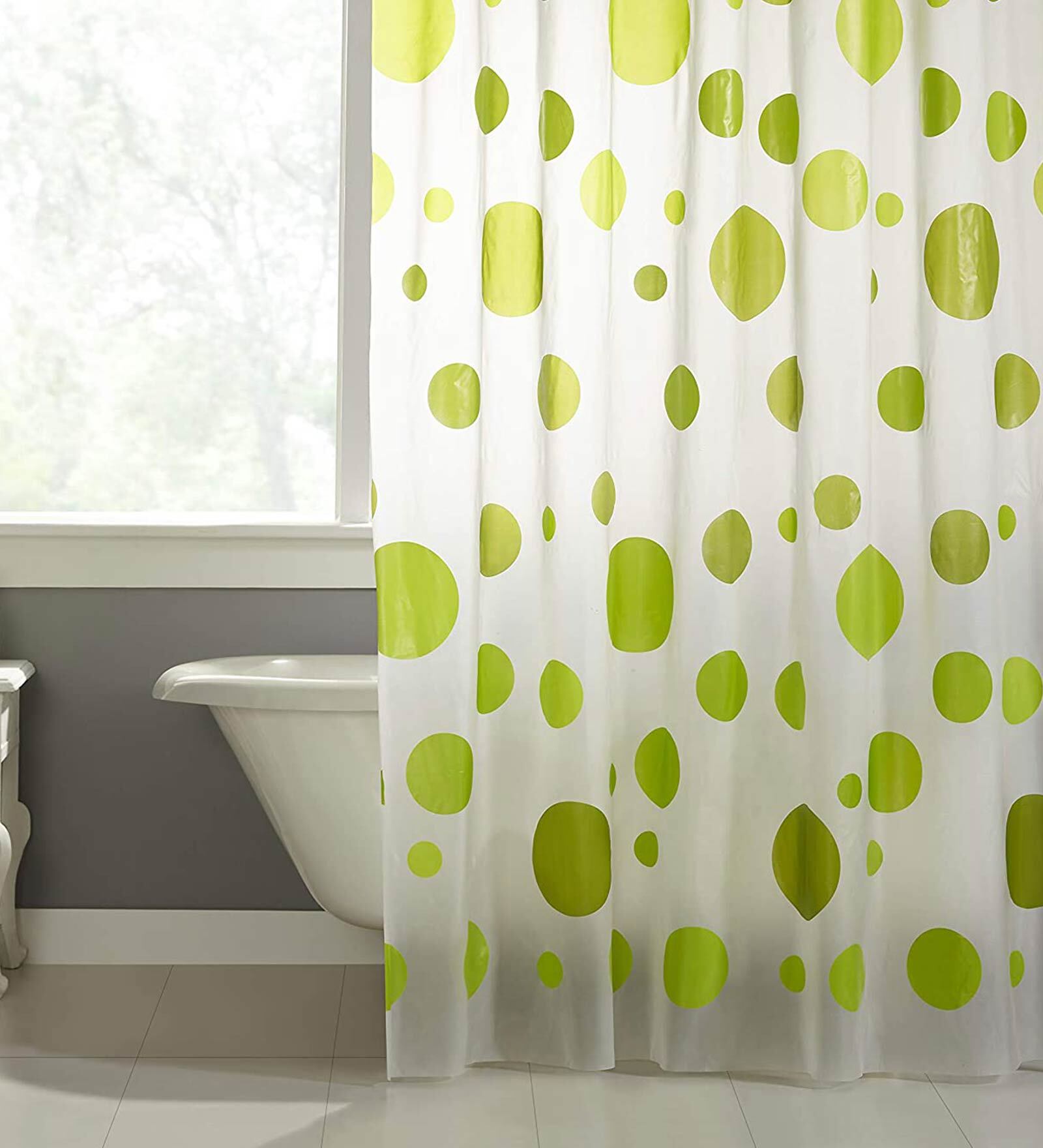 Green Shower PVC 6 Ft Semisheer Eyelet Shower Curtain