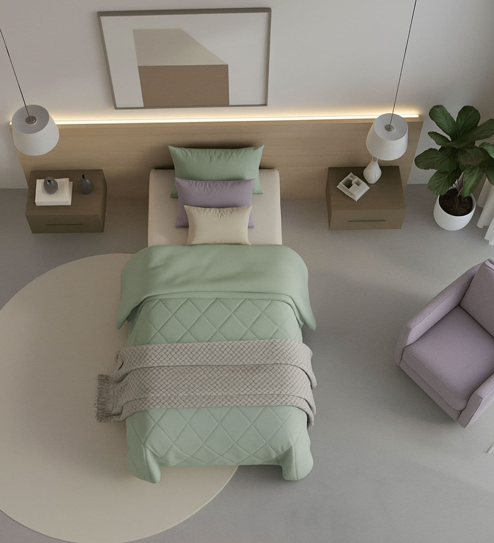 Green Soft Fluffy Micro Solid Plain Heavy Winter Single 400GSM Reversible Comforter