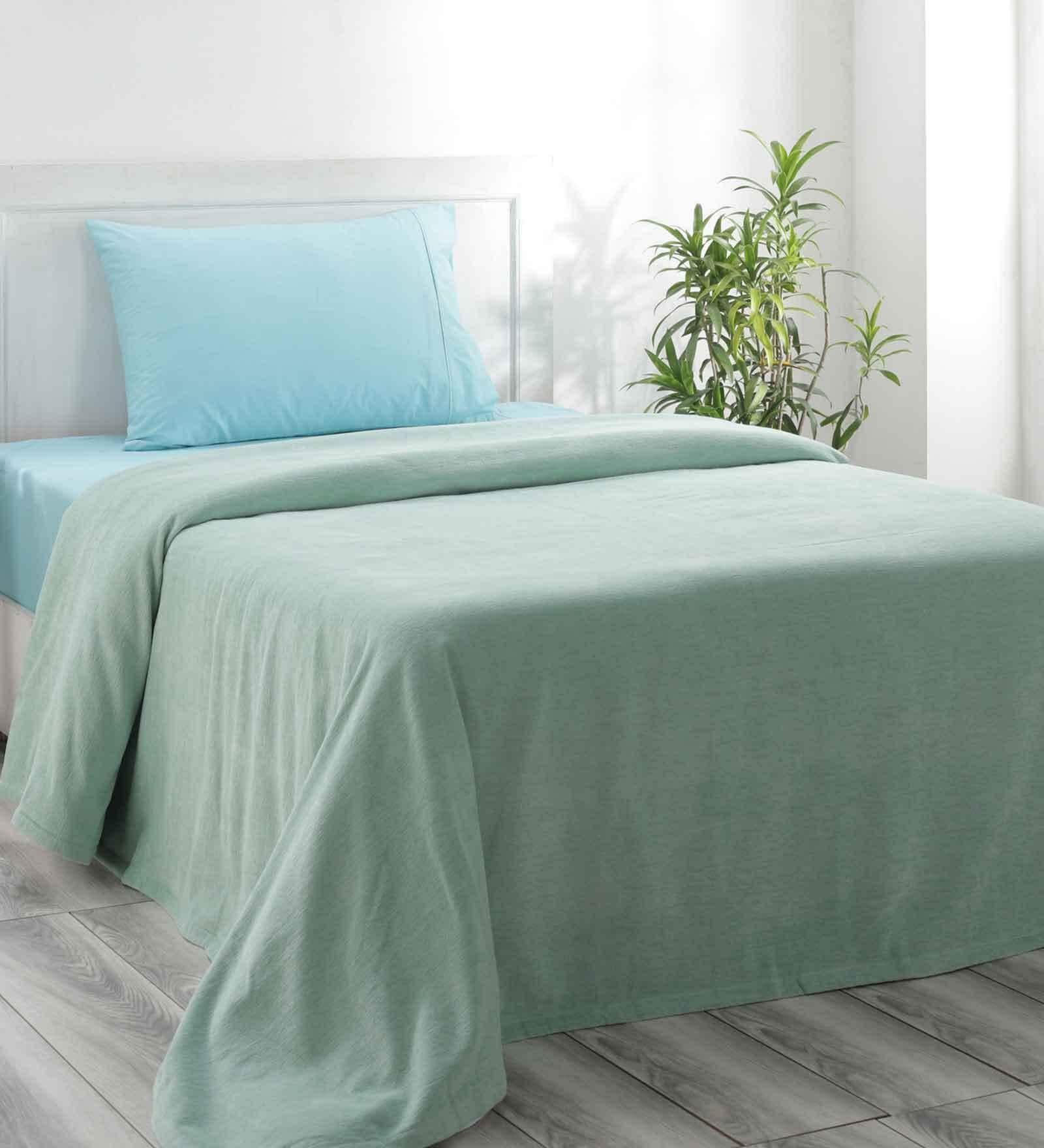 Green Solid 110 TC Cotton Single Bed Cover