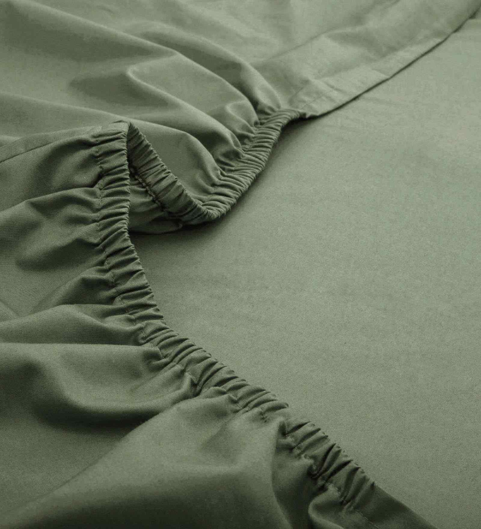 Green Solid 200 TC Cotton Single Bed Fitted Sheet with 1 Pillow Cover 24 Collection