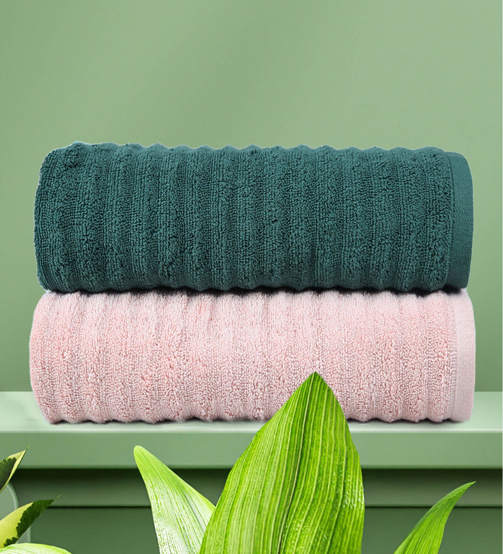 Buy Multicolor Solid 700 GSM Cotton Face Towels (Set of 2) by Trident