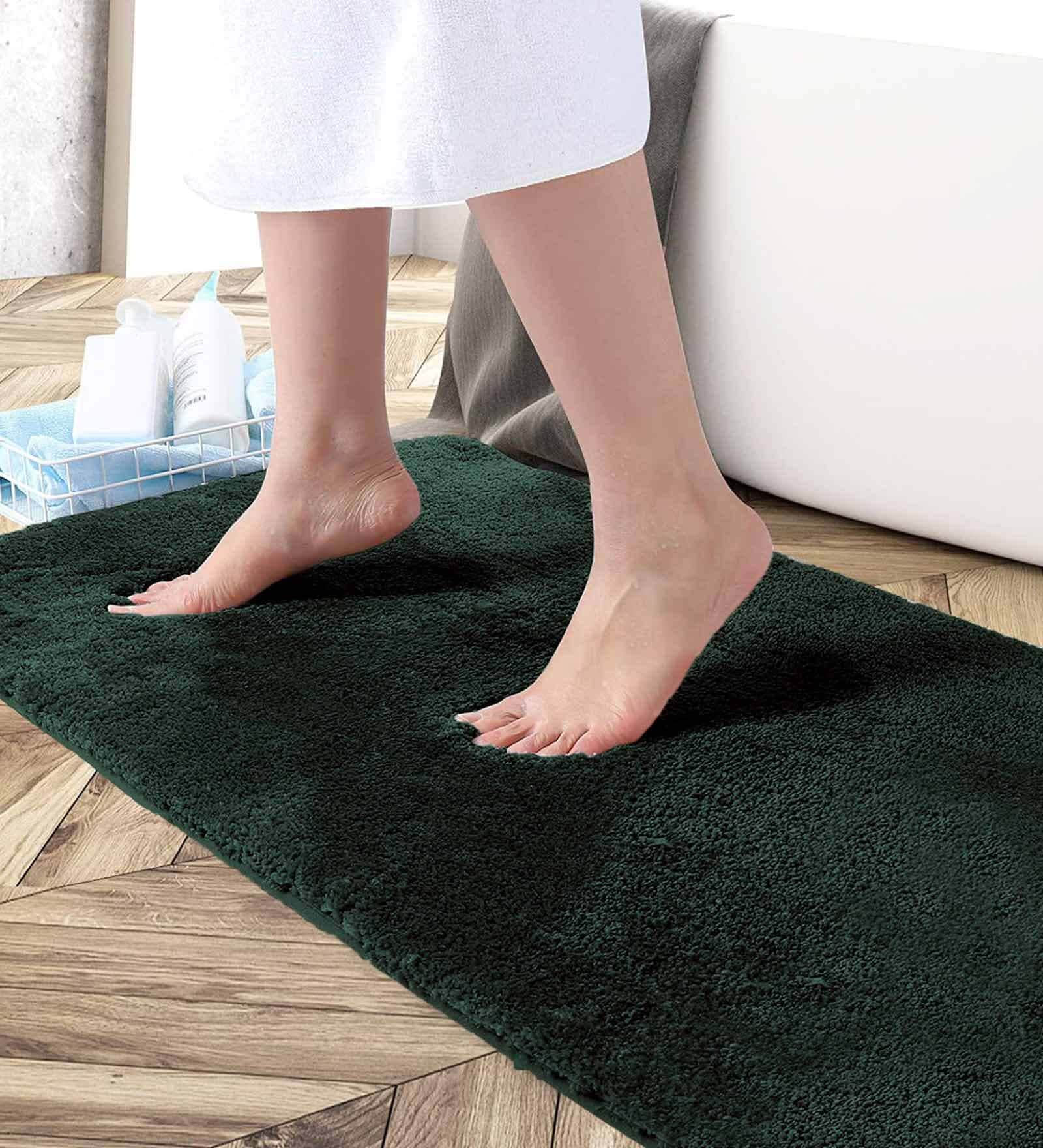 Green Solid Microfibre 36x24 Inches AntiSkid Bath Mat
