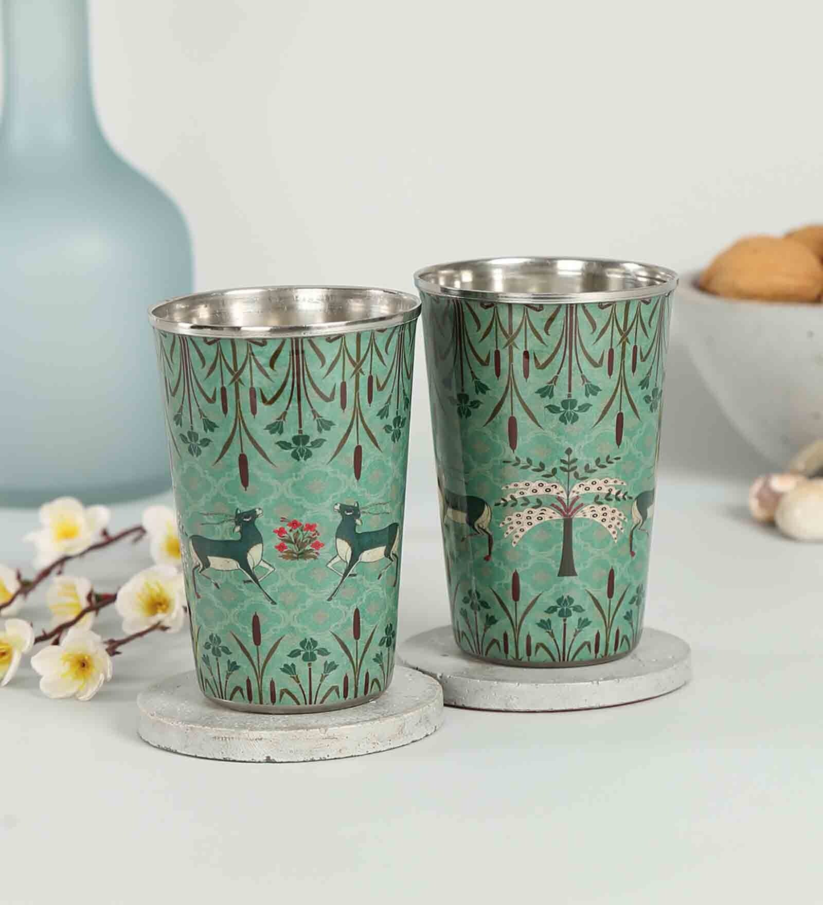 Green 350ml Green Steel (Set of 2) Everyday Glass
