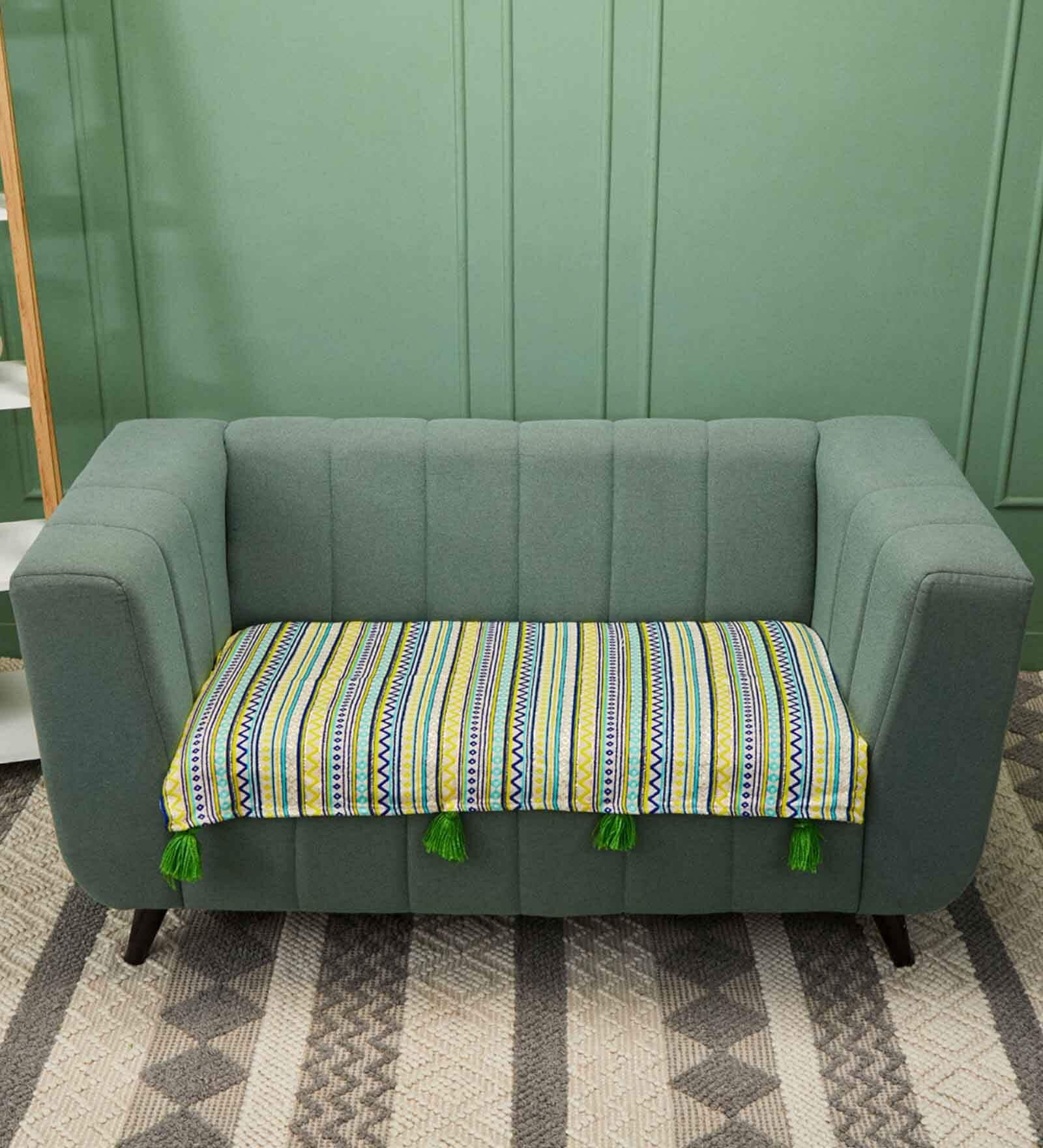 Green Jacquard 3 Seater Sofa Cover