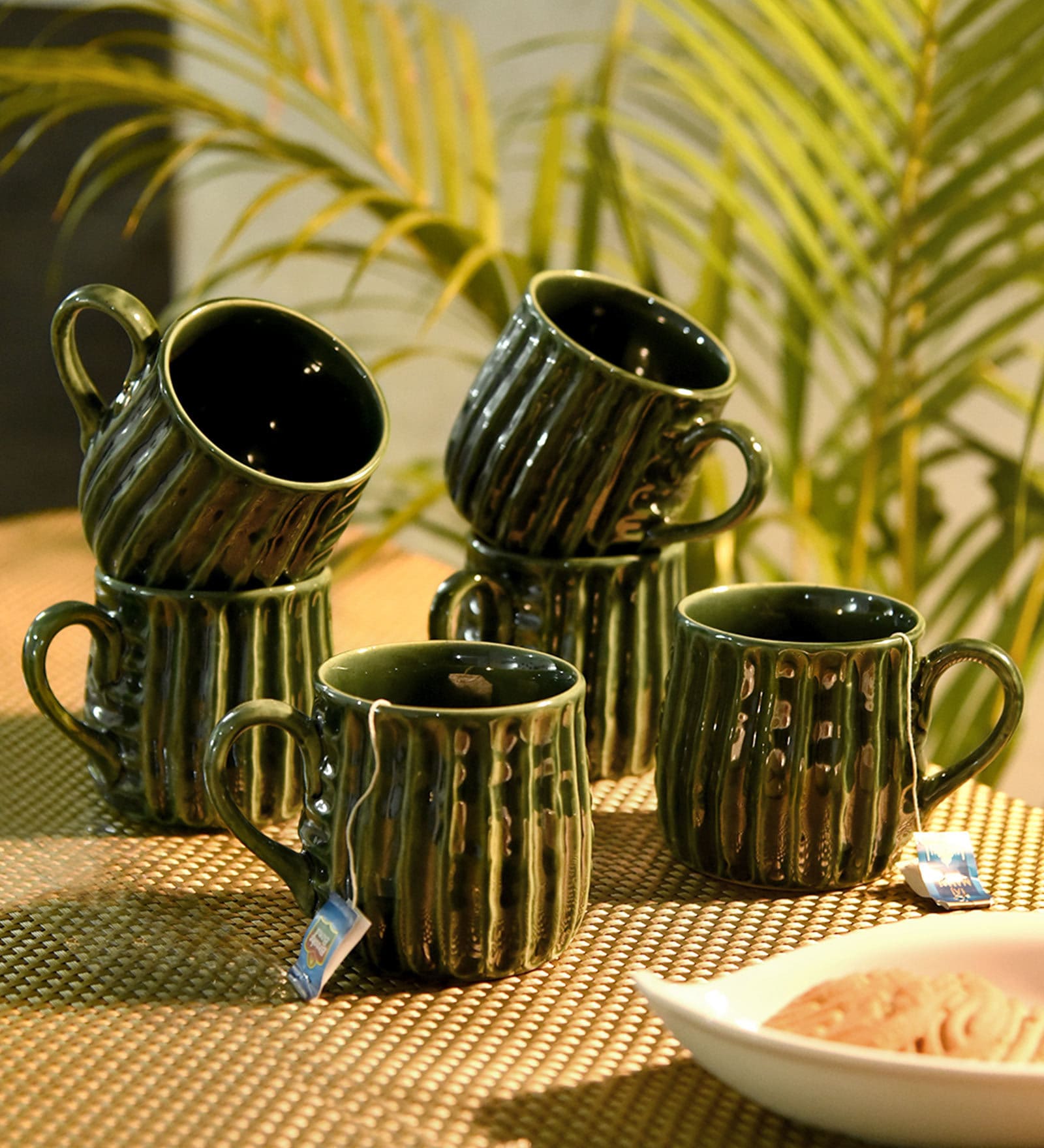 270 ML Green Ceramic Cups Set of 4