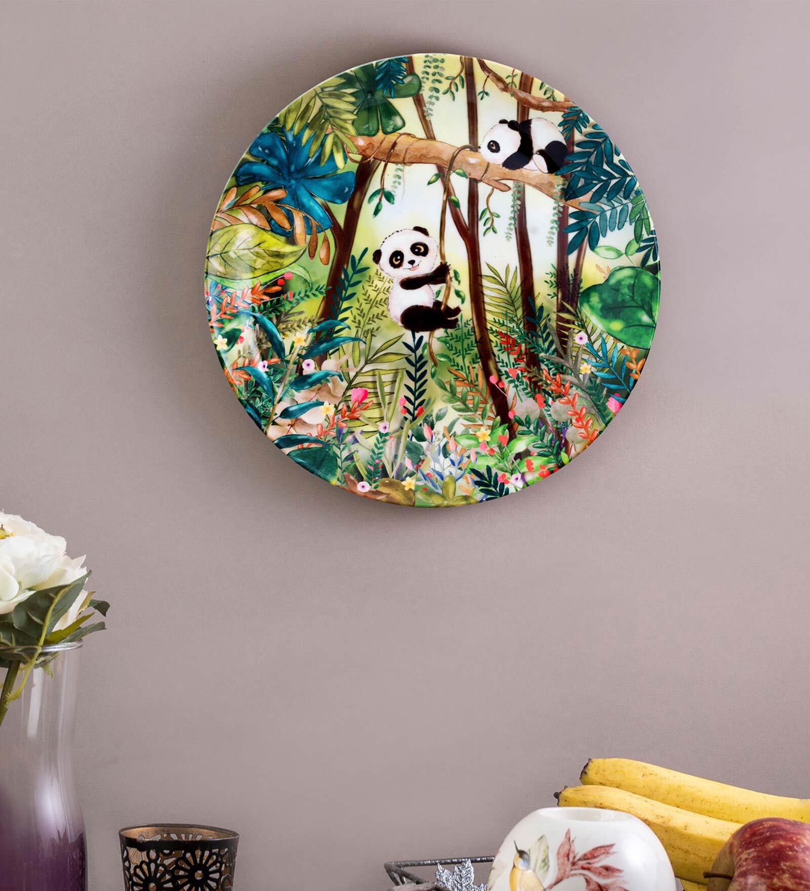 Green Swings Of A Panda Decorative Wall Plate