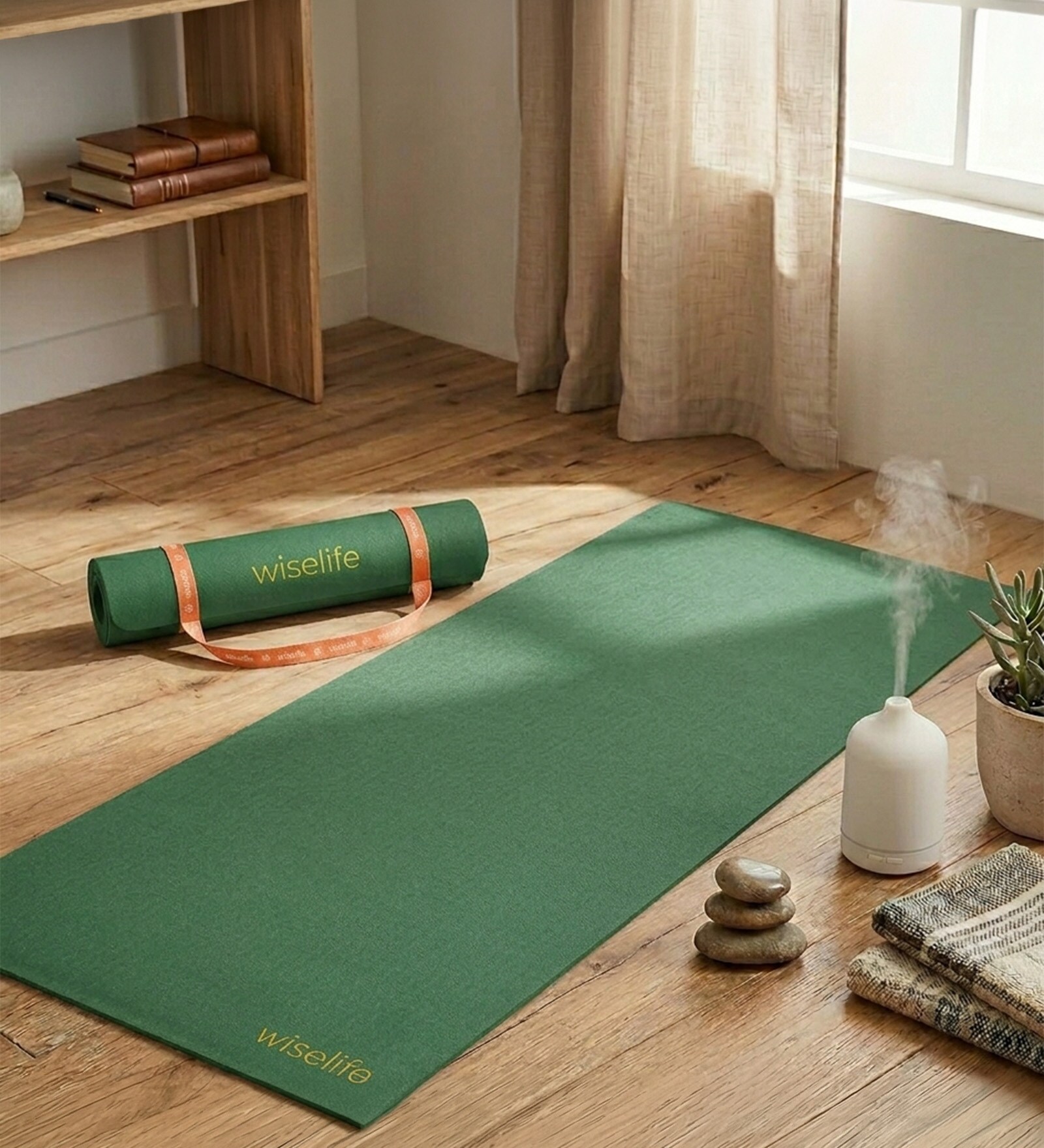 Green Thermoplastic Elastomer 72X24 Inches Anti Skid Yoga Mat