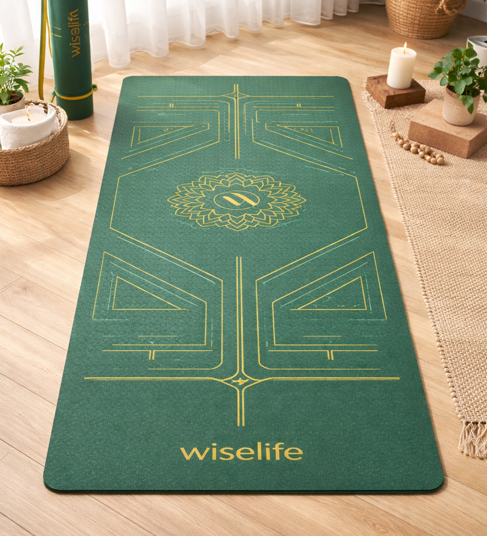 Green Thermoplastic Elastomer 72X24 Inches Anti Skid Yoga Mat