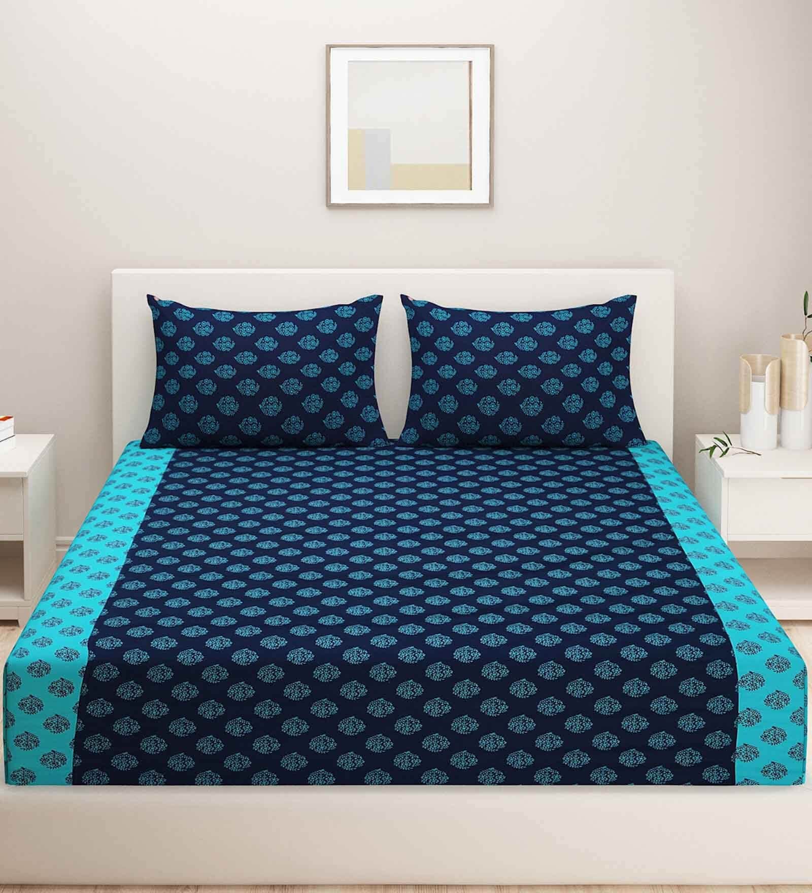 Green Traditional 200 TC Cotton 1 Single Bedhseet with 1 Pillow Cover