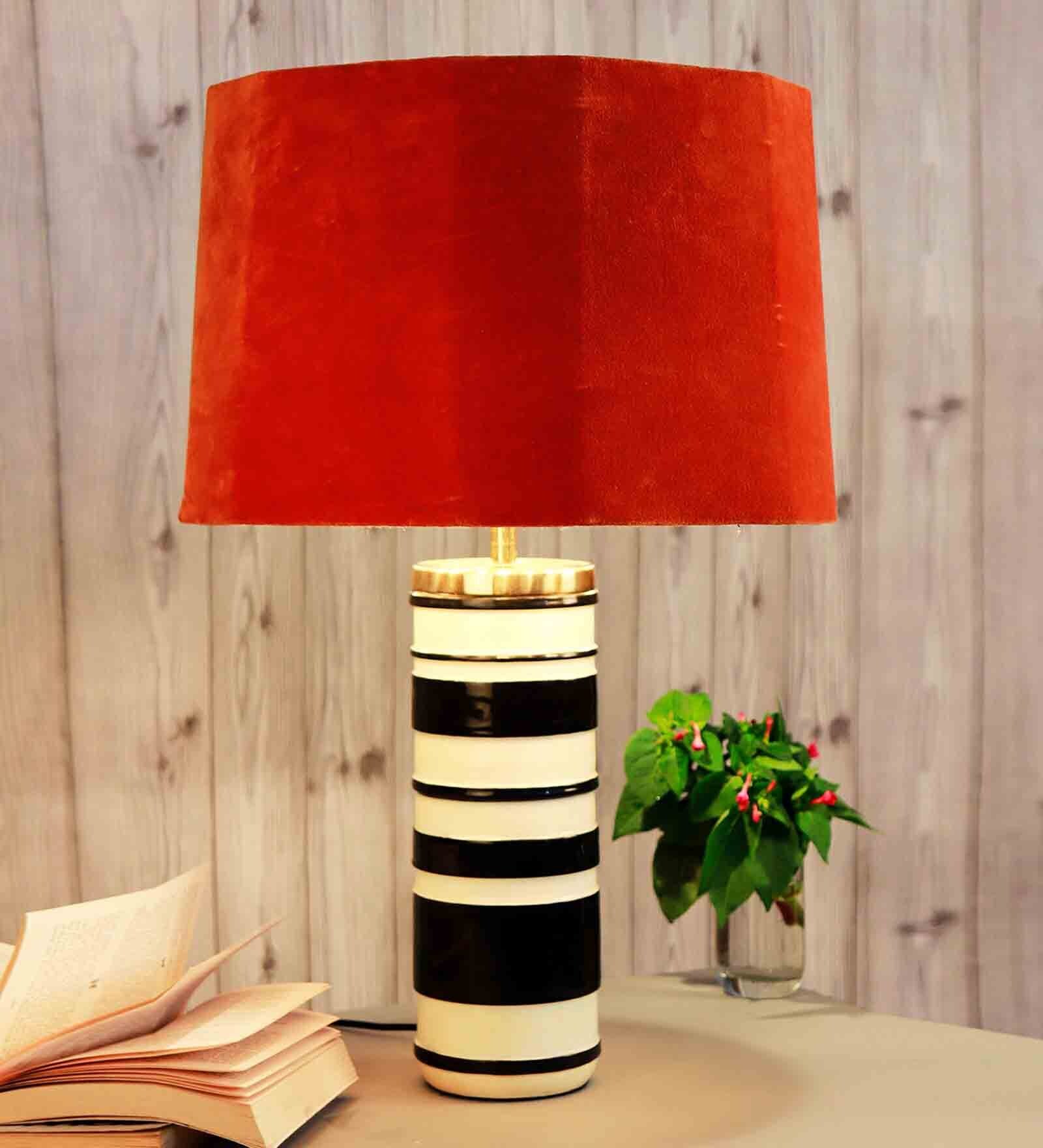 Image result for Buy Green Velvet Shade Table Lamp with White & Black Base at 37% OFF by ...