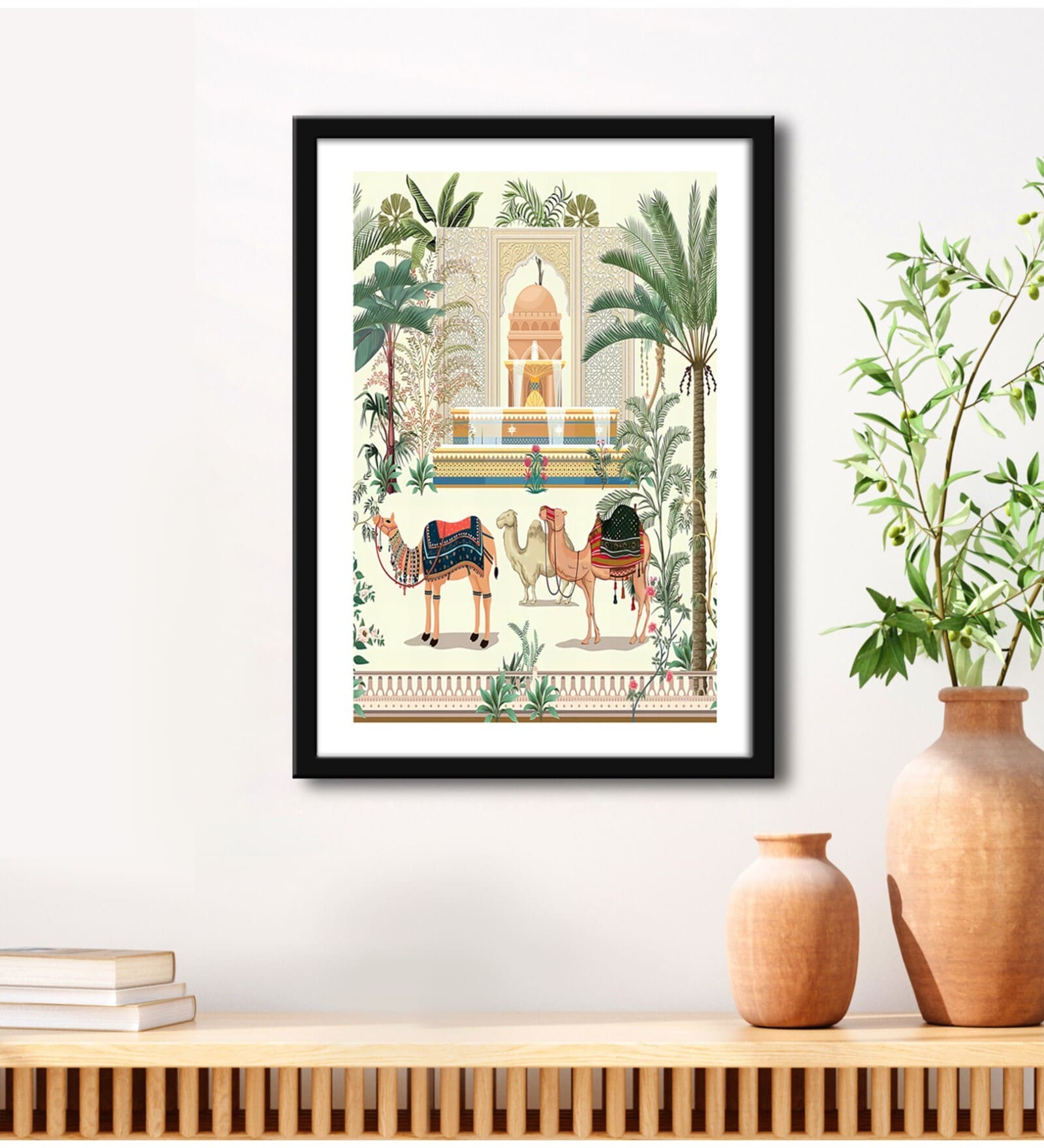 Mughal Camel Green Vinyl Painting