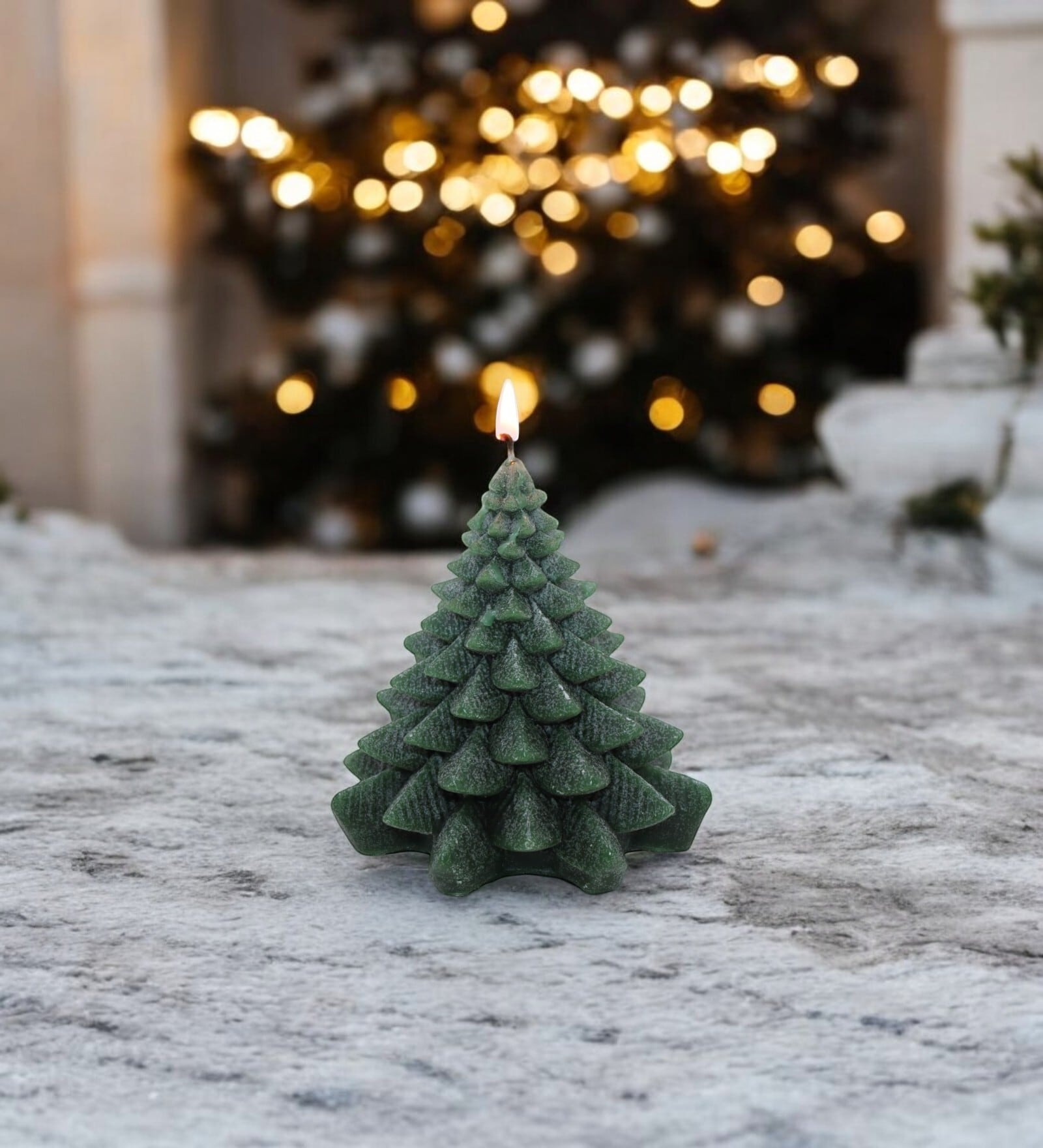 Green Wax Christmas Tree Candle