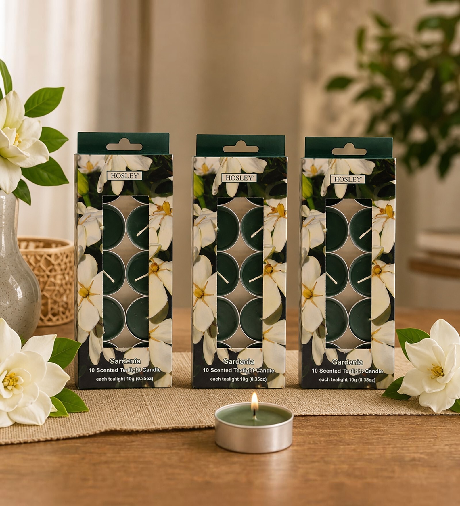 Green Wax Tealight Candles Set Of 30