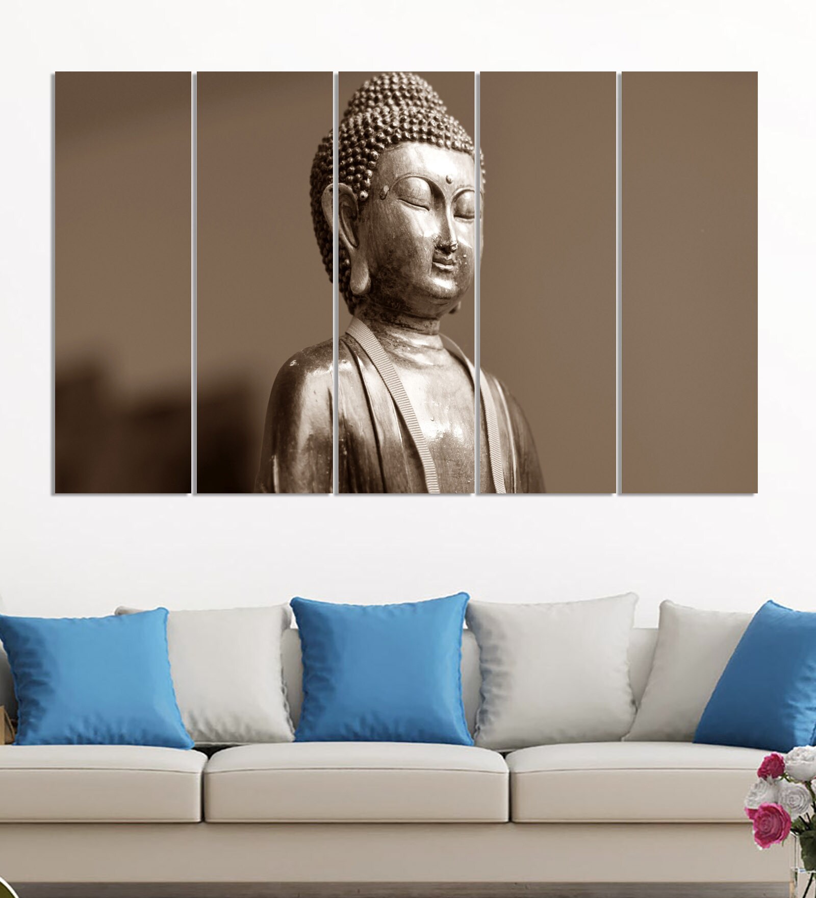 Green Wood Multiple Frames Buddha Beautiful Art Panels
